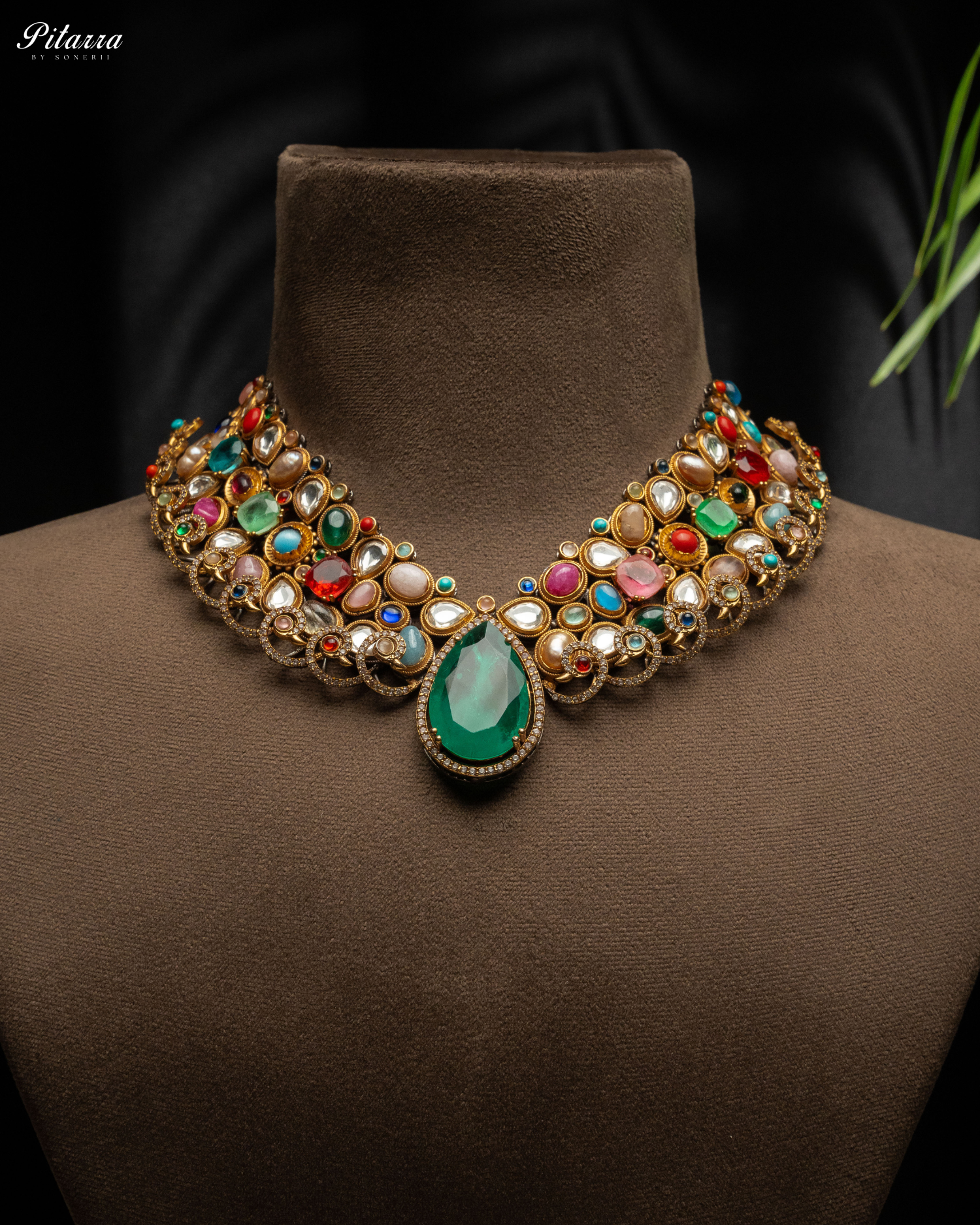 Statement Green Doublet Necklace Set-Fusion Luxury Jewelry
