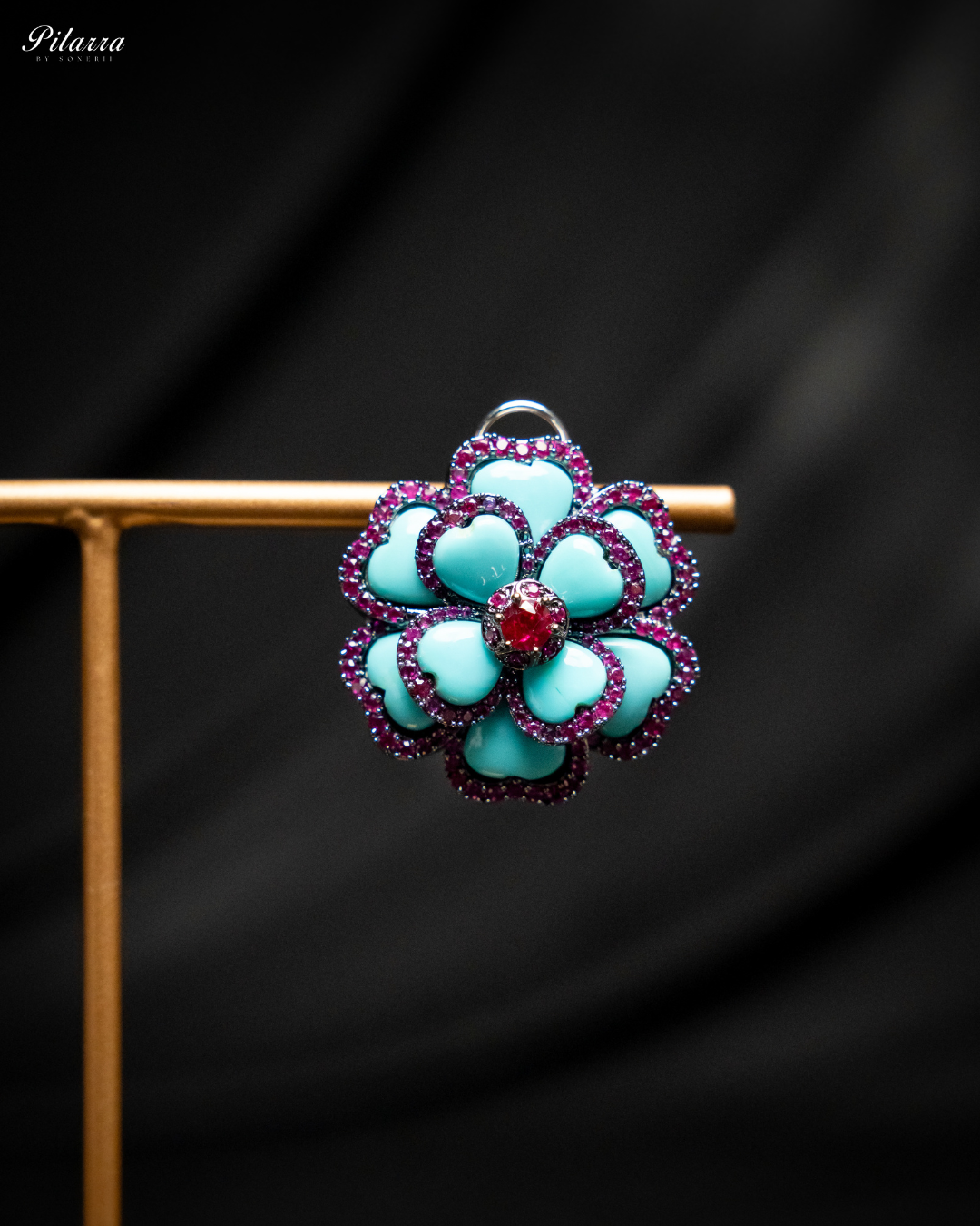 Turquoise Handcrafted Silver Earrings_Zoom Angle