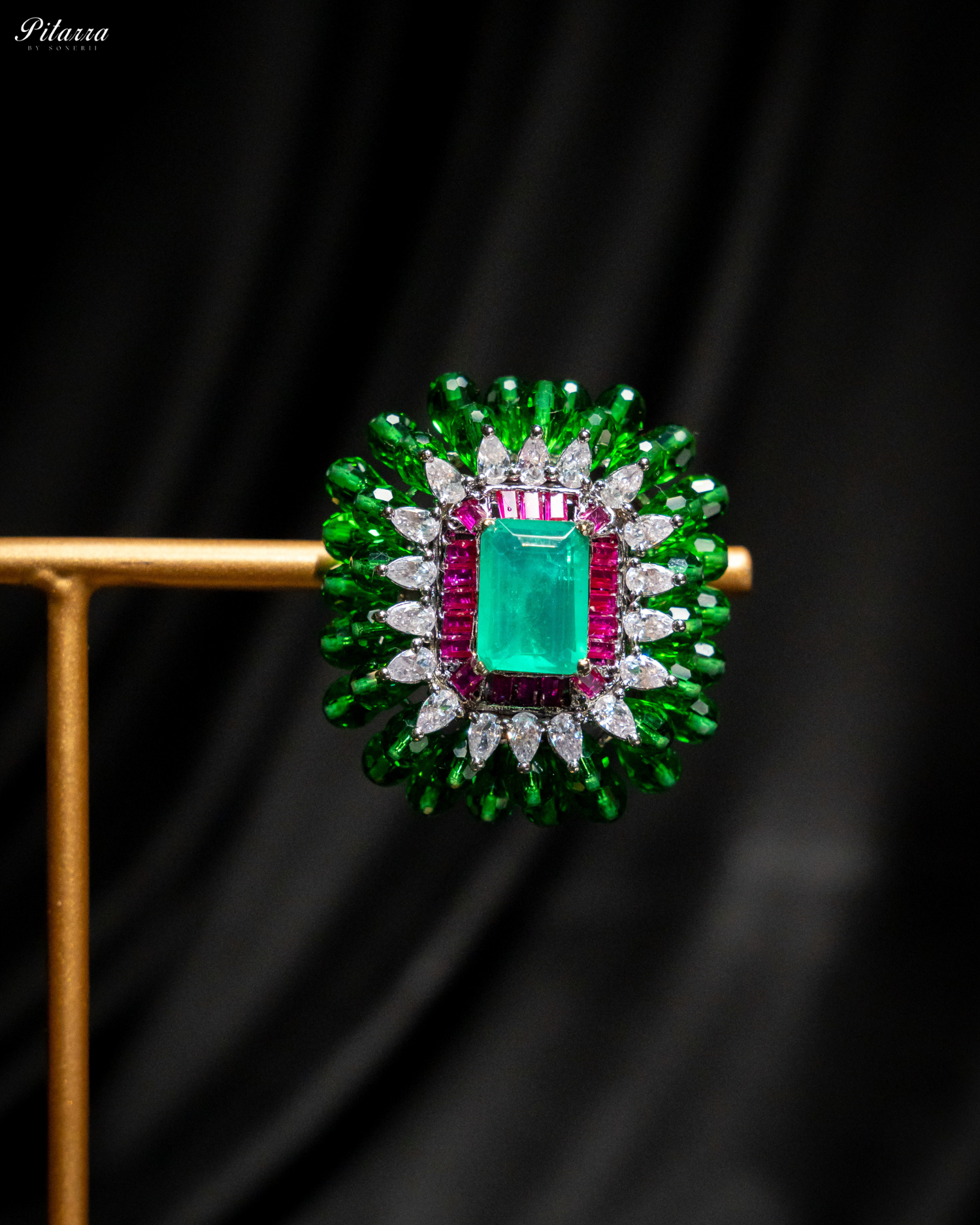 Turquoise and Green Emerald Studs Earrings_Zoom Earrings