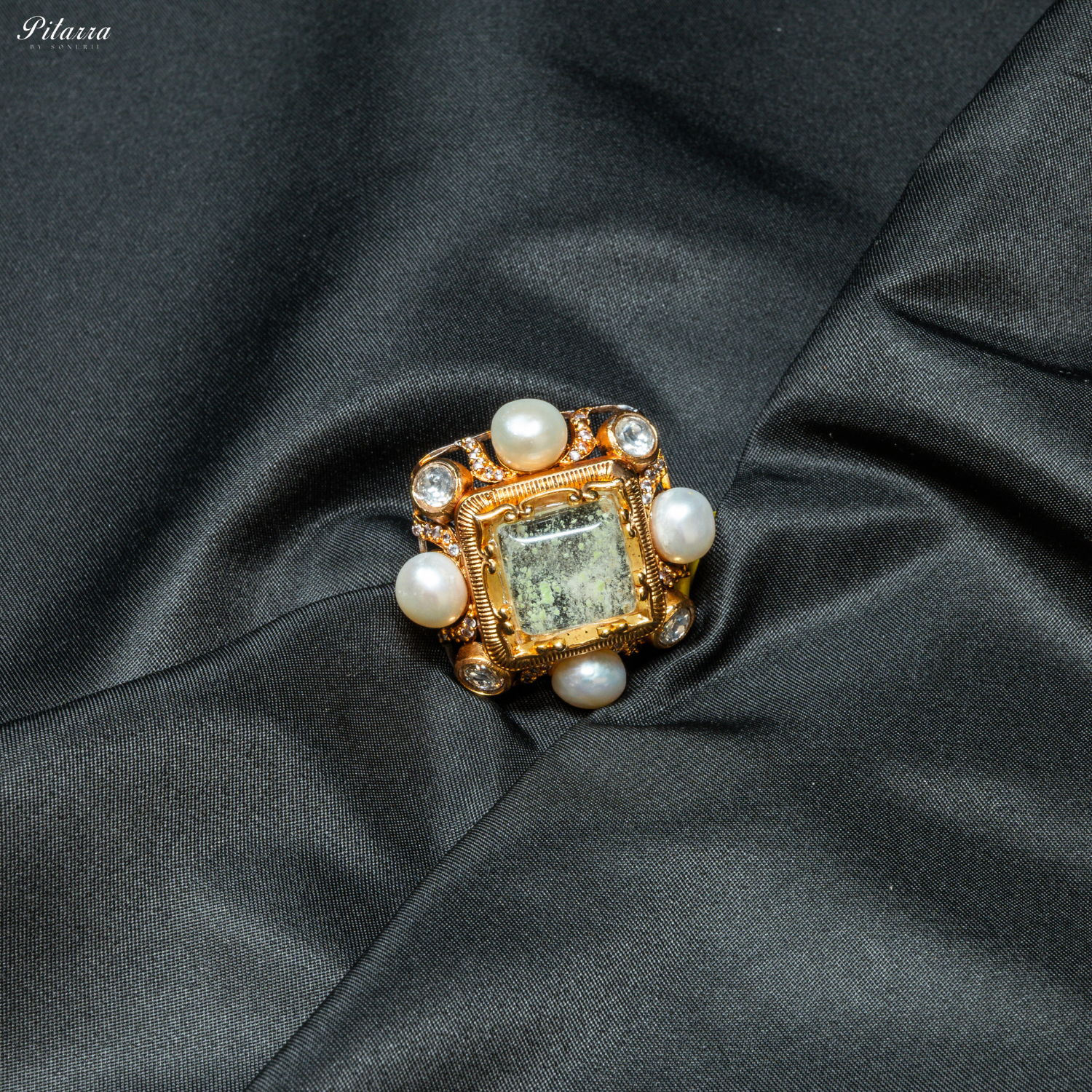 White Crystal Pearl Maharani Ring