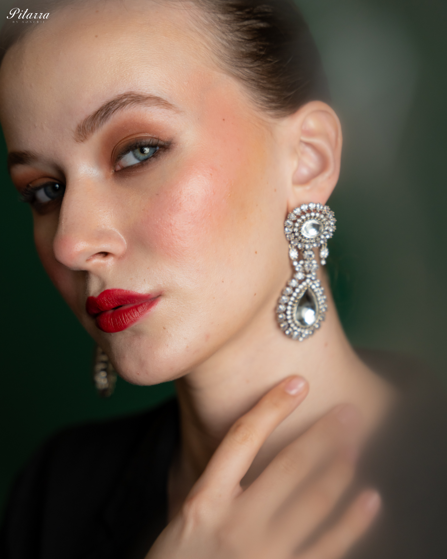 White Dangler Drop Polki Earrings Set_Side
