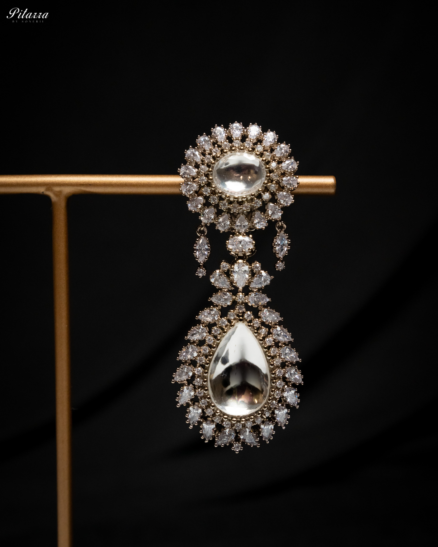 White Dangler Drop Polki Earrings Set_Zoom Angle