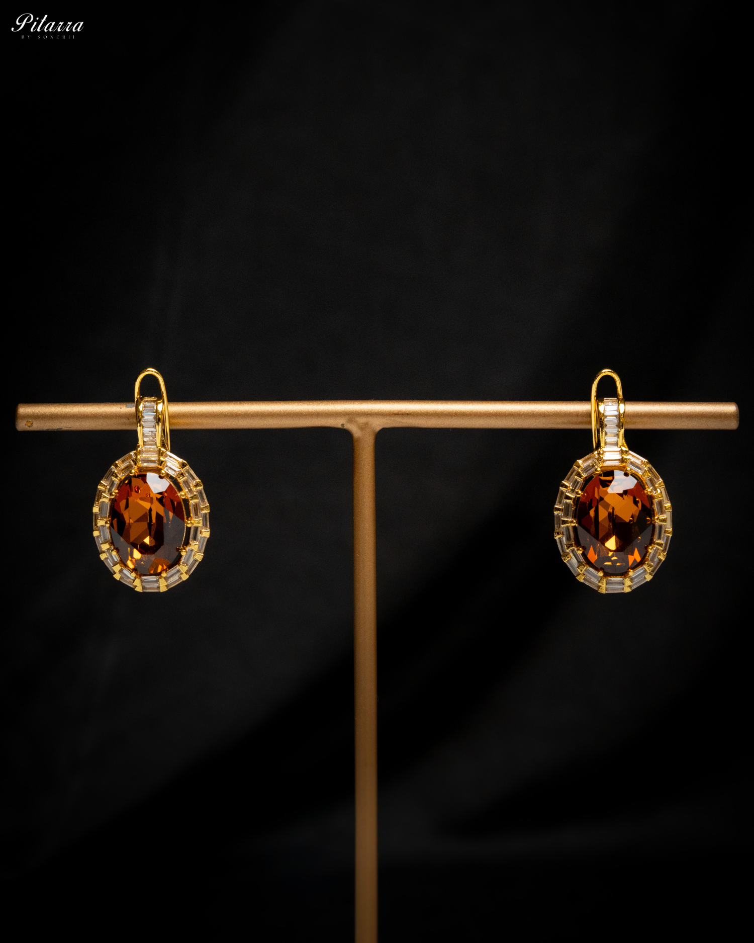 Yellow Statement Pendant Golden Chain Choker_Earrings