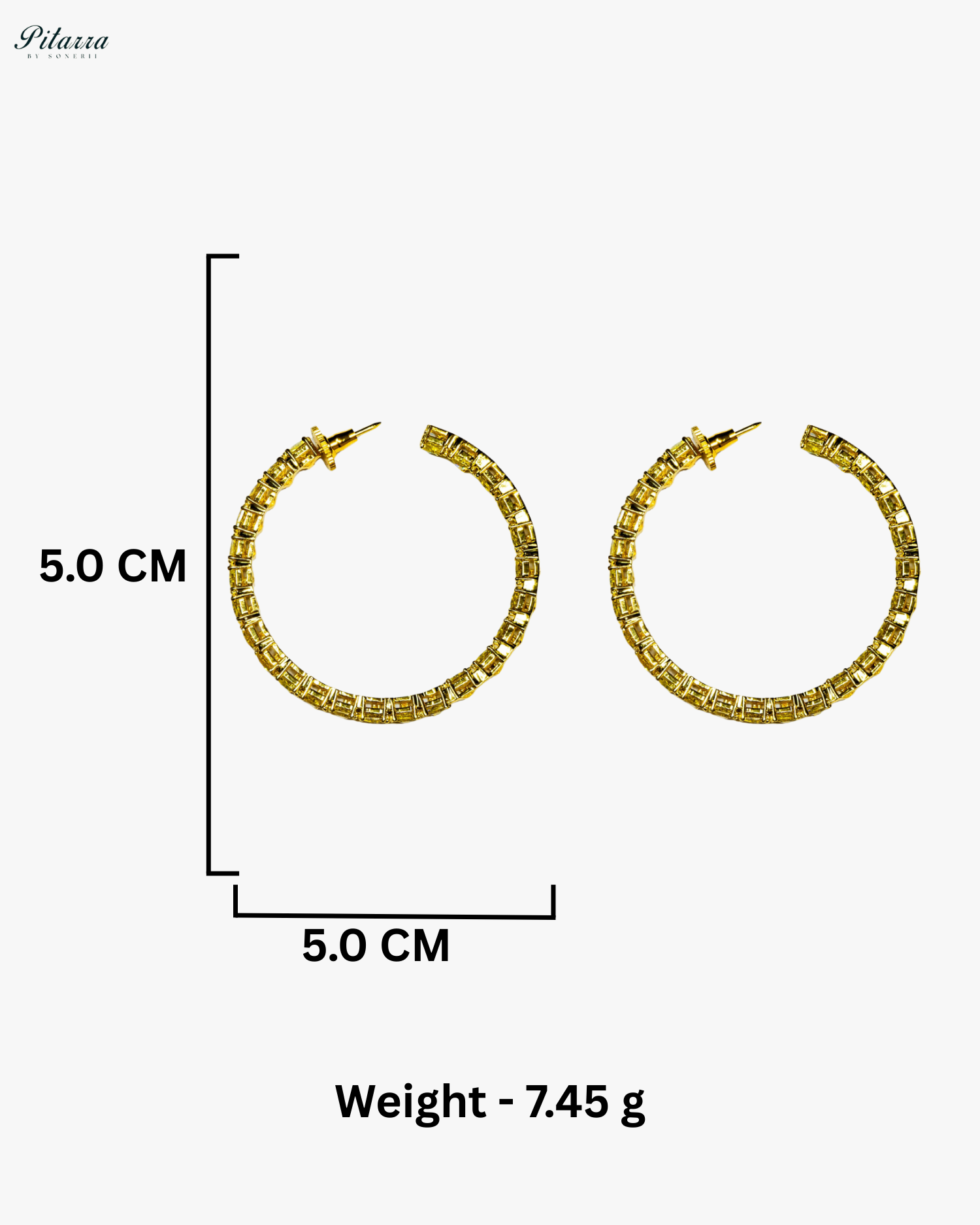 Yellow Stone Gold Finish Crystal Hoop Earrings