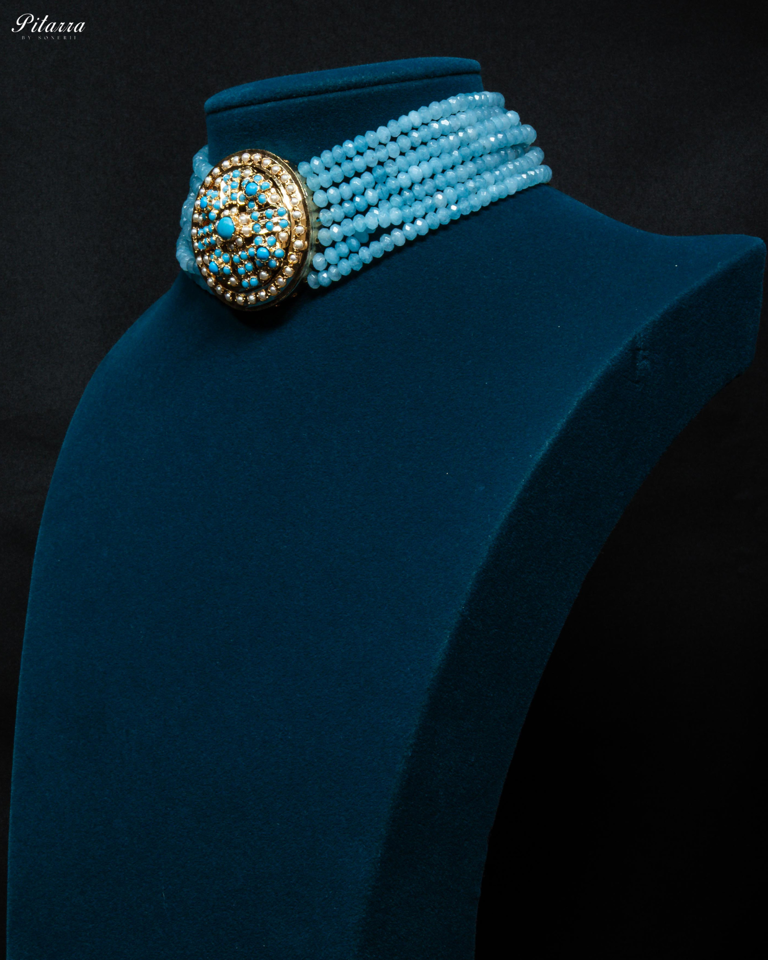 Blue Layered Stones Blue Pearl Punjabi Jadau Choker