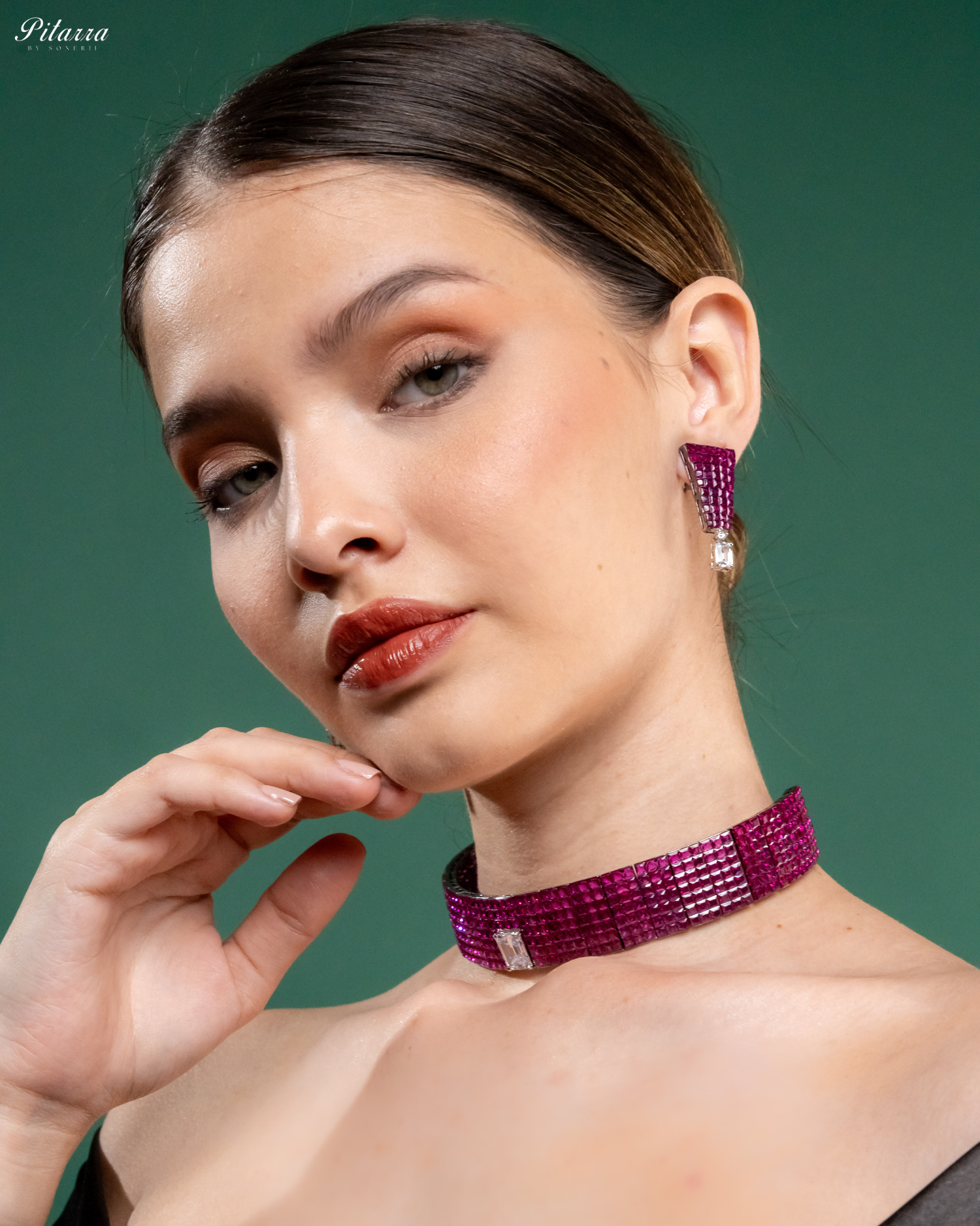 Pink CZ Choker Set