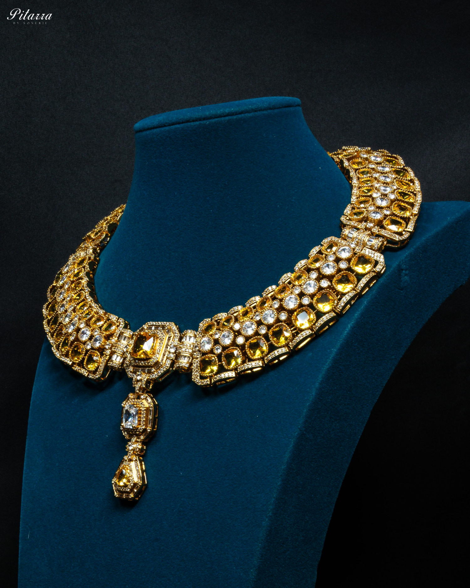 Yellow Stone Victorian Kundan Necklace Set