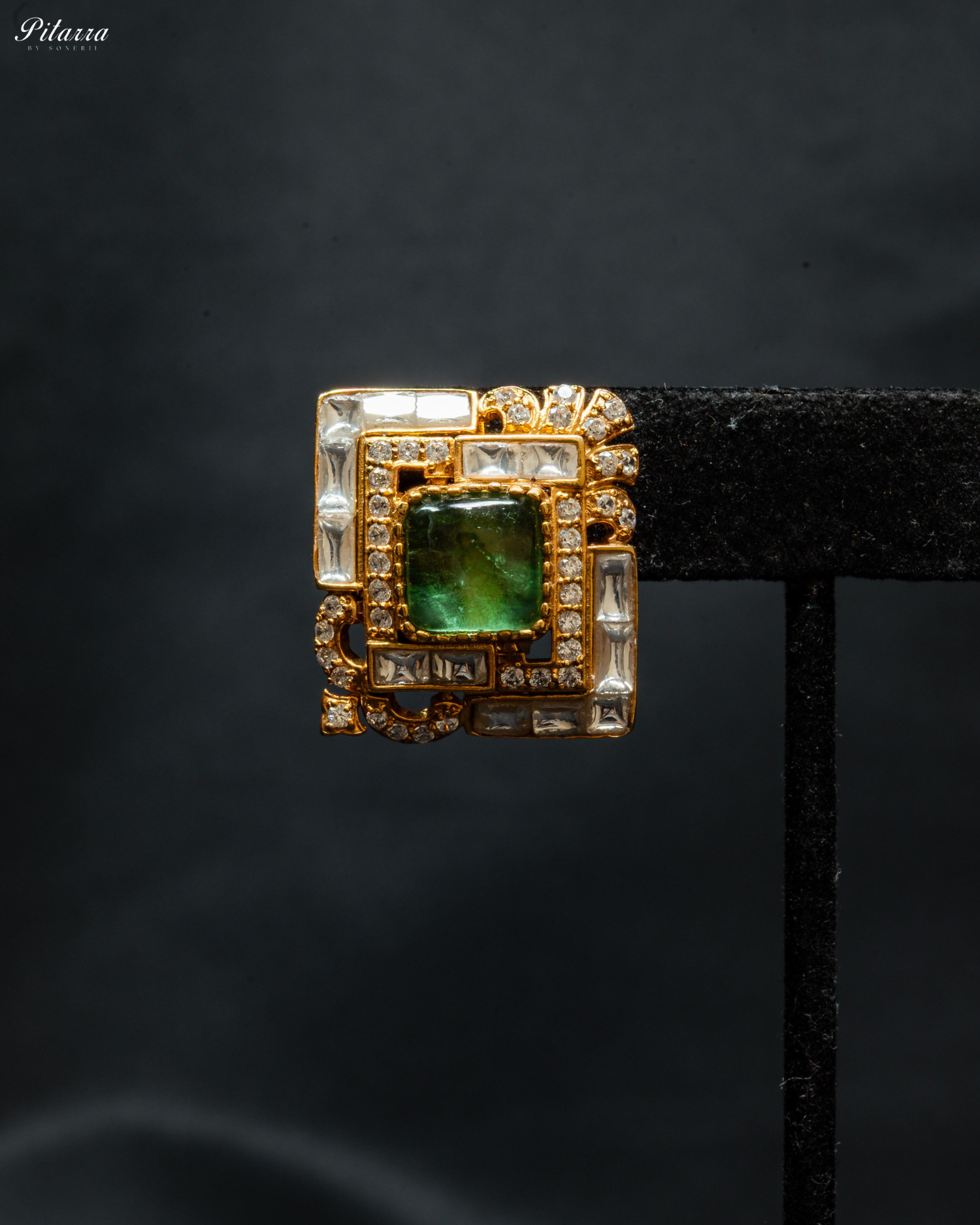 Green Stone Design Kundan Stud Earrings