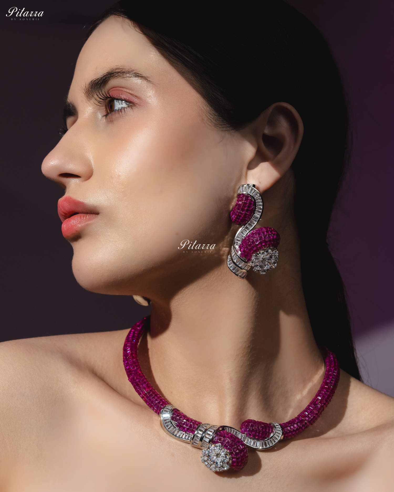 Pink Unique Style Pitarra Crystal Choker Set