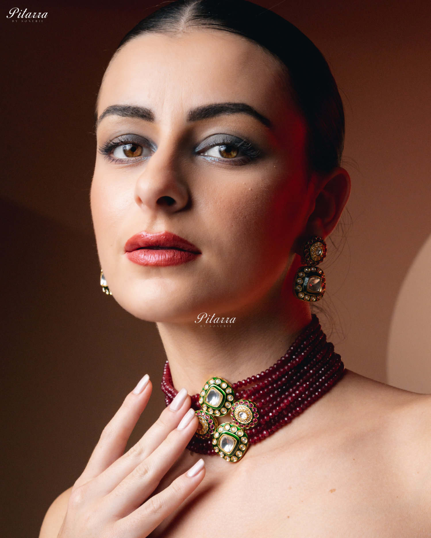 Red Beads Handmade Kundan Choker Set