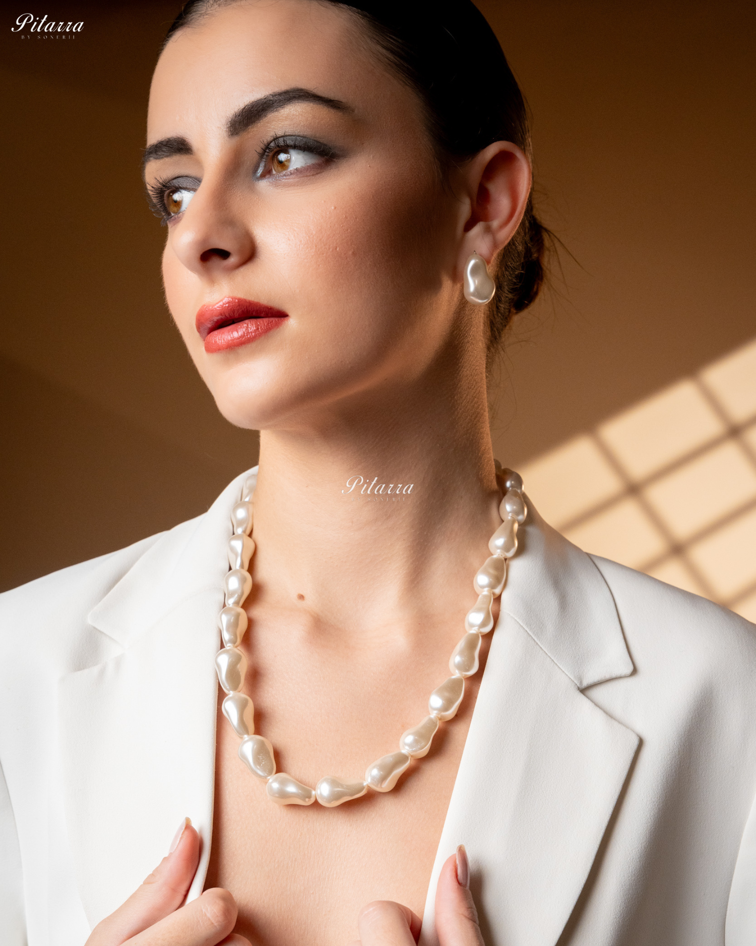 White Baroque Pearl Statement Necklace Set