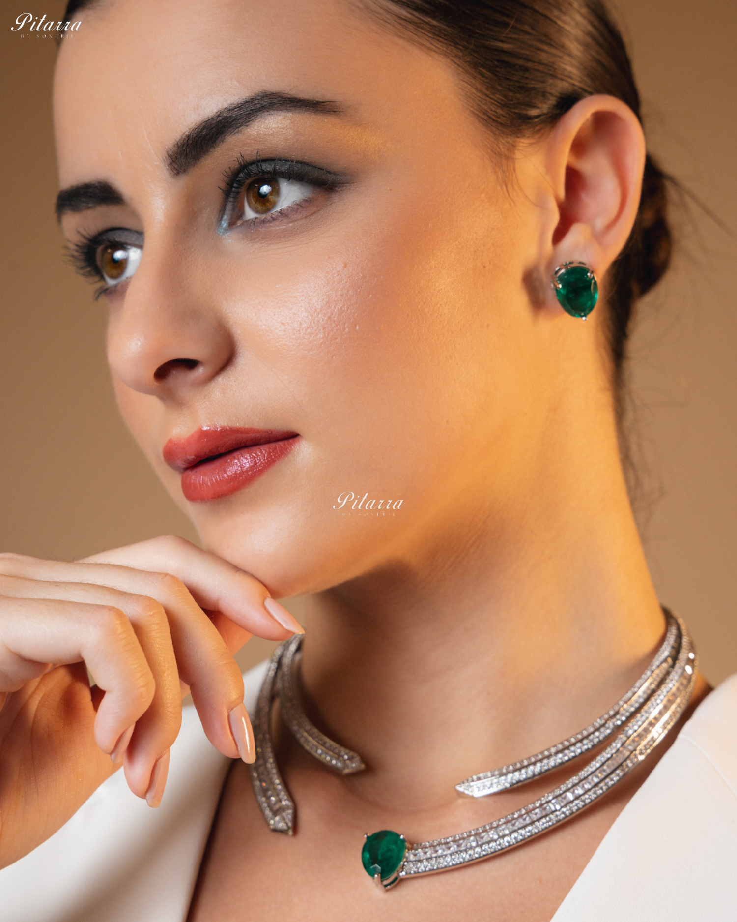 Emerald Stone CZ Crystal Choker Set