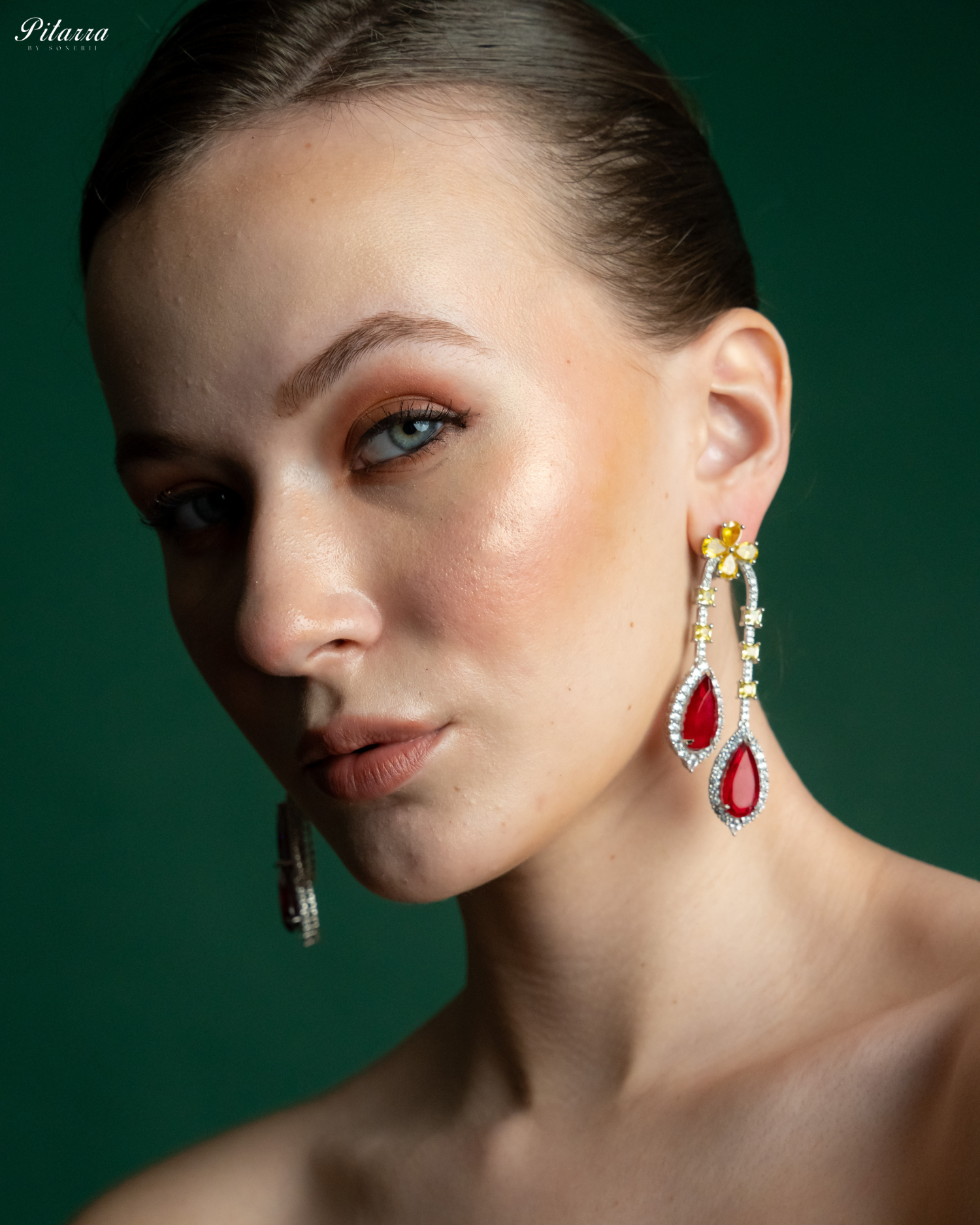 Pitarra Red and Yellow Dangler Earring