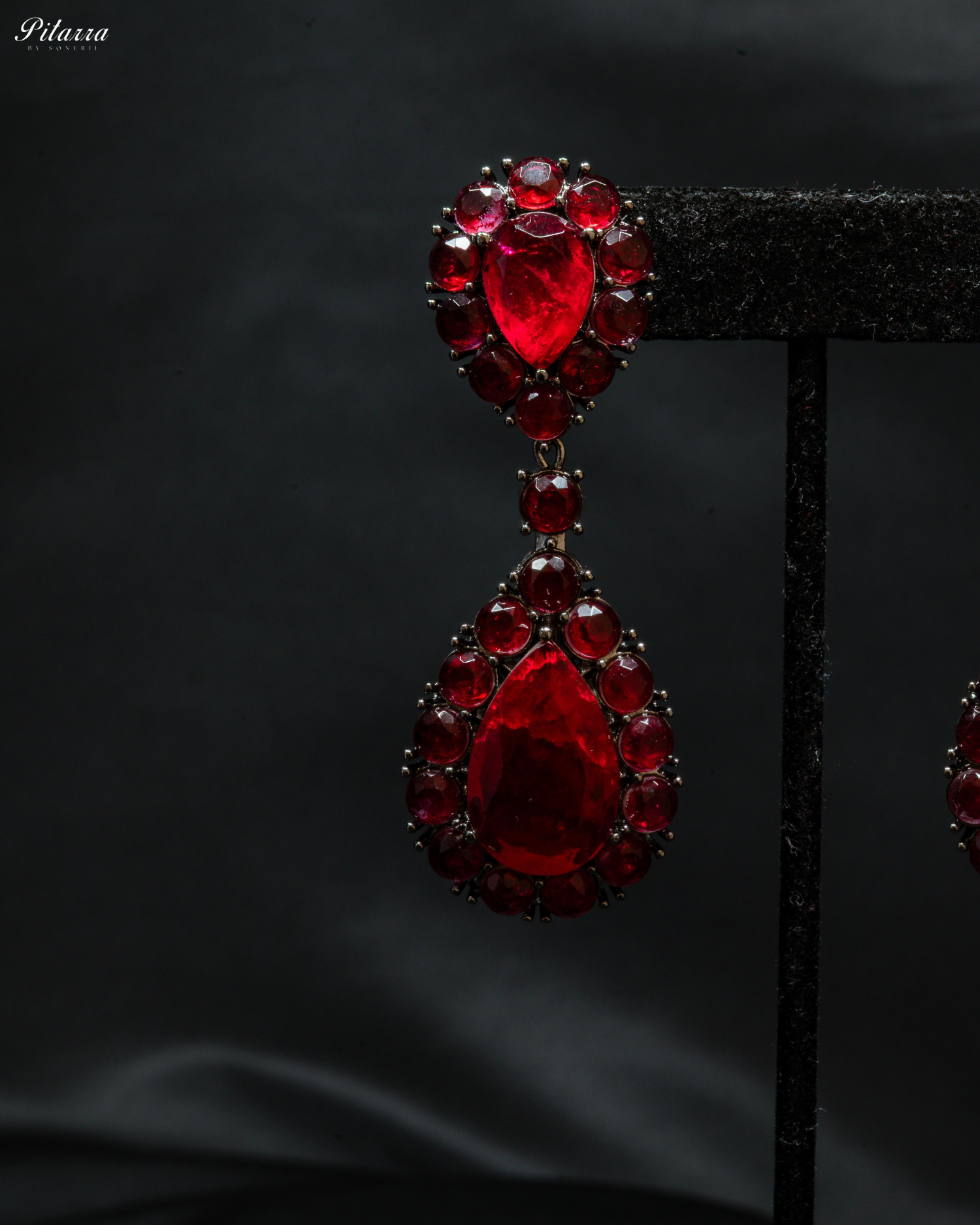 Red Drop Doublet CZ Crytsal Dangle Earrings