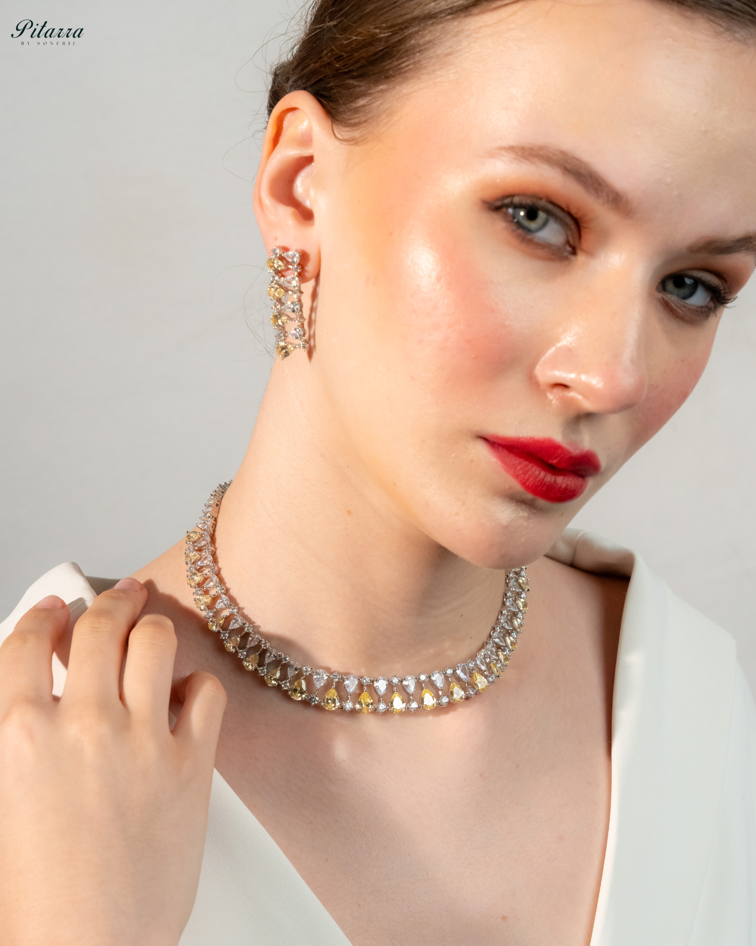 Yellow Drop CZ Necklace Set