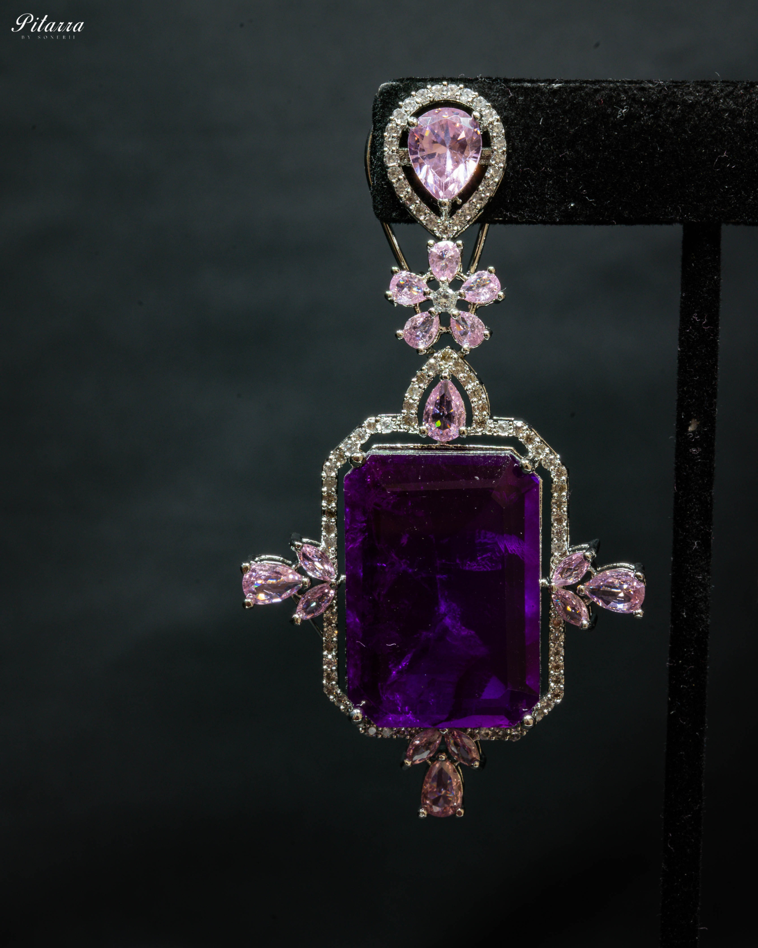 Purple Doublet Dangler Earrings