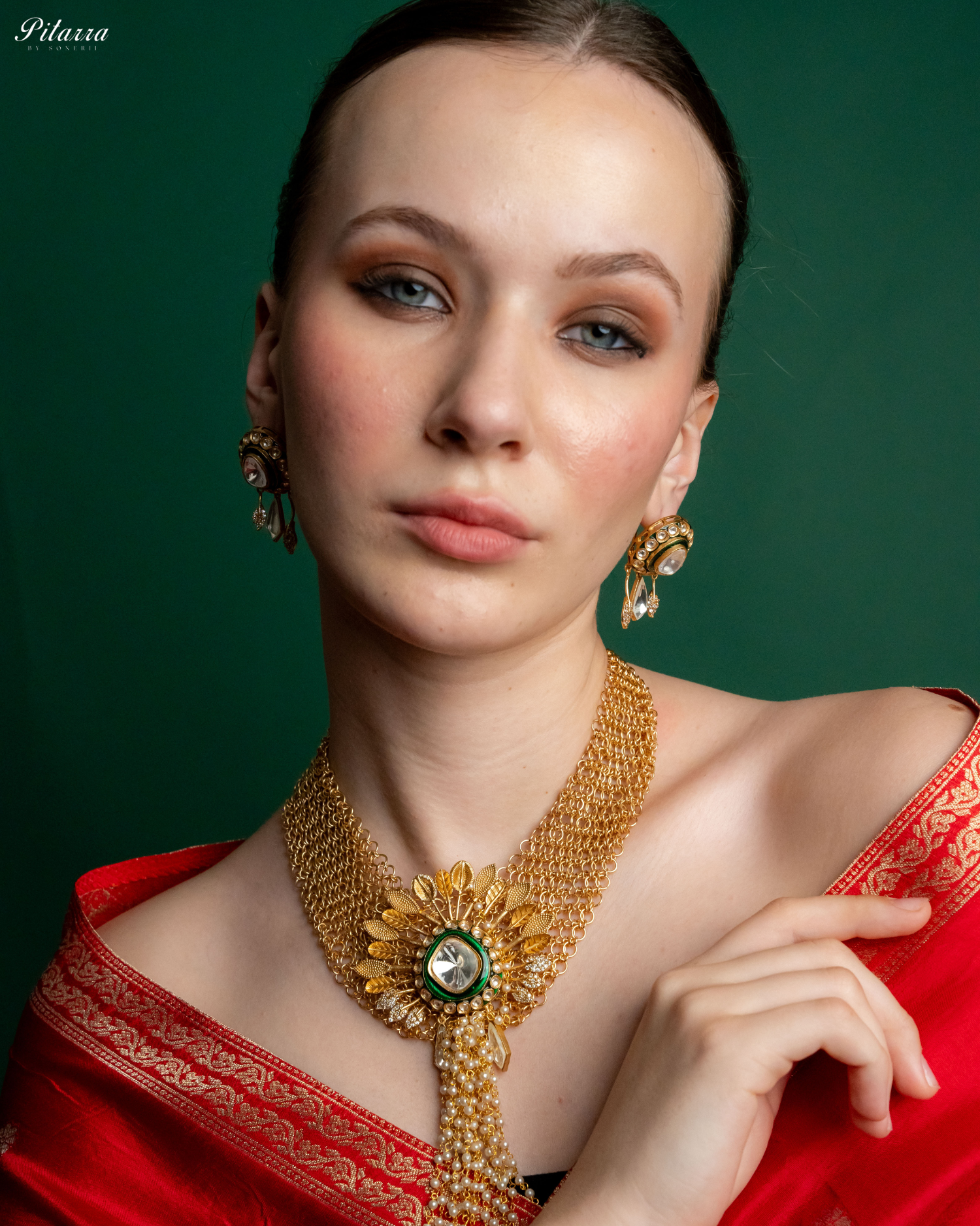 White Crystal Indo Western Necklace Set