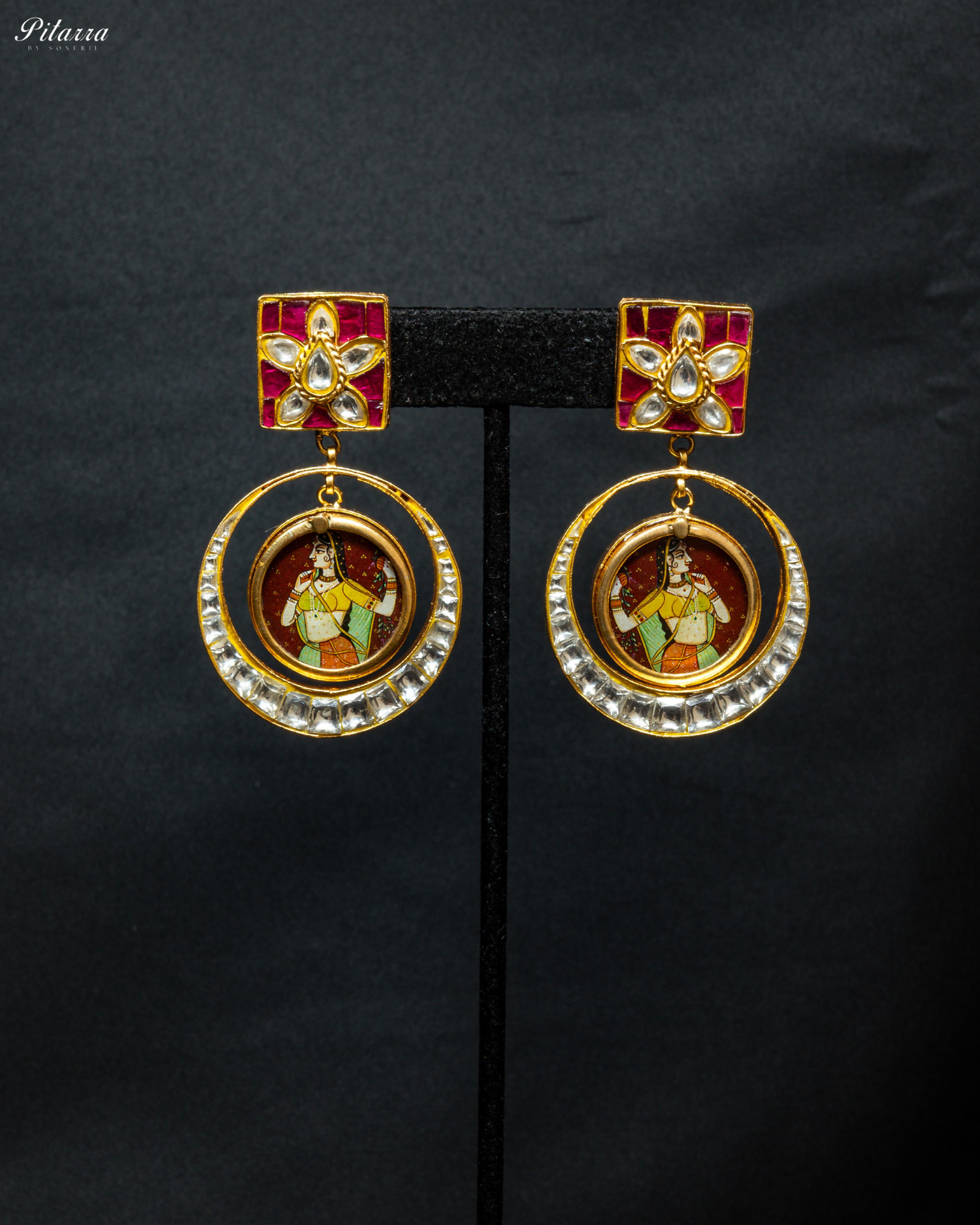 Red Rani Bold Style Kundan Earrings