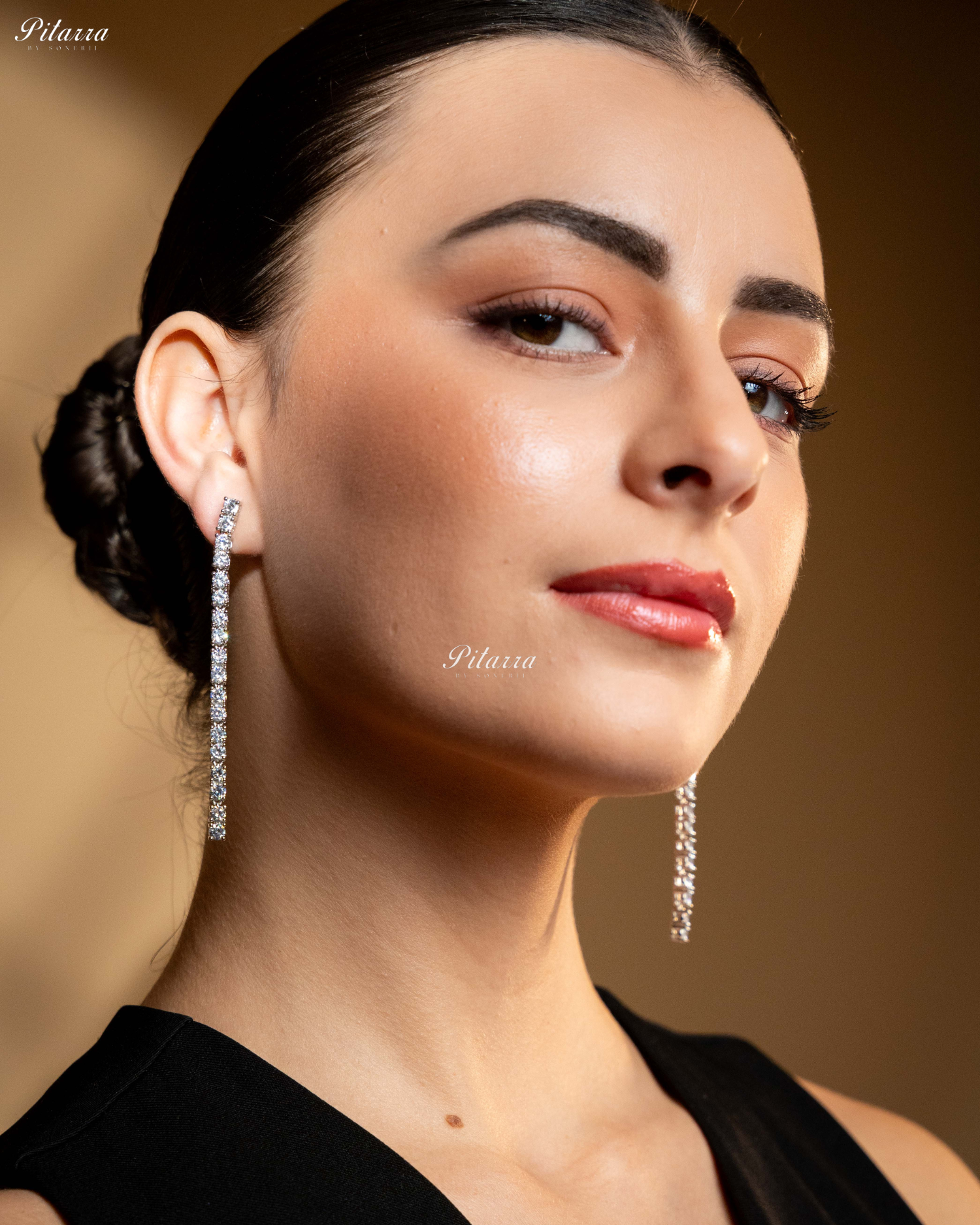 Long Cubic Zirconia Linear Drop Earrings