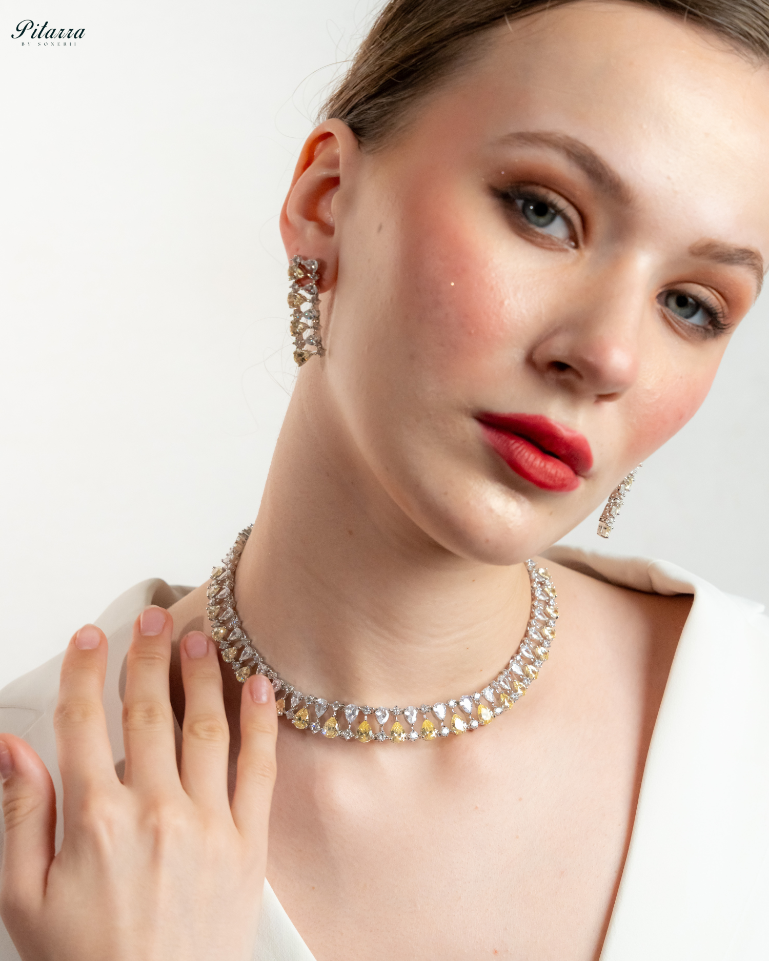 Yellow Drop CZ Necklace Set
