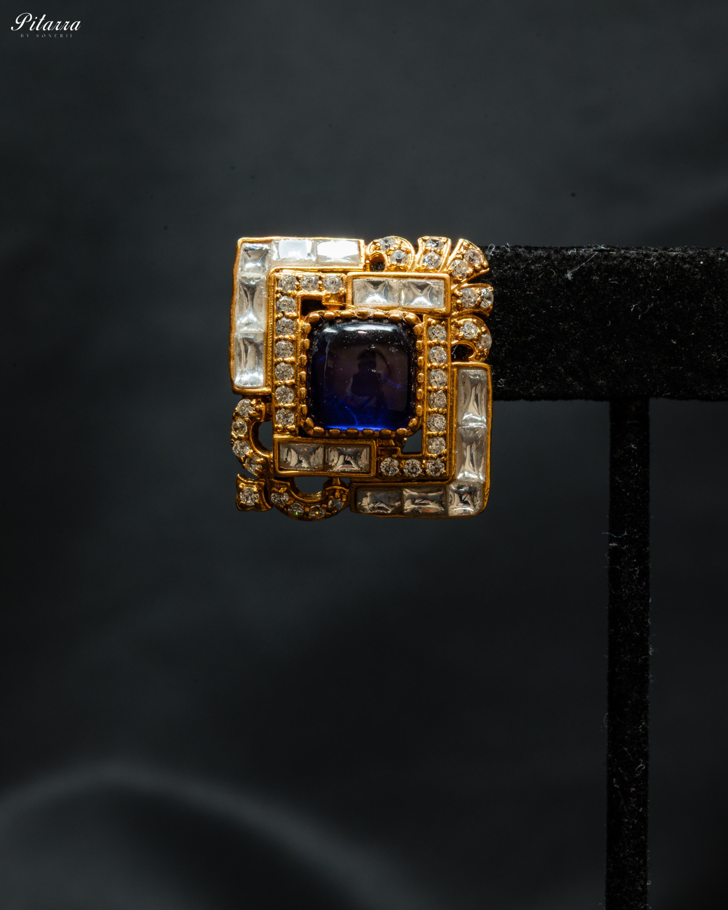Blue Stone Design Kundan Stud Earrings