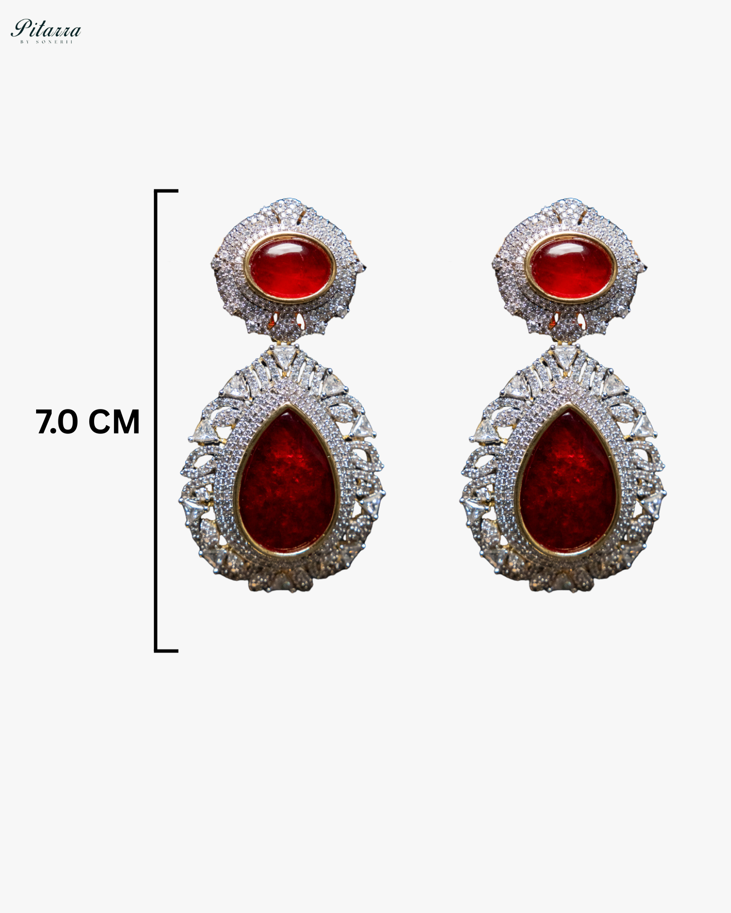 Pitarra Ruby Red Doublet Statement Earrings