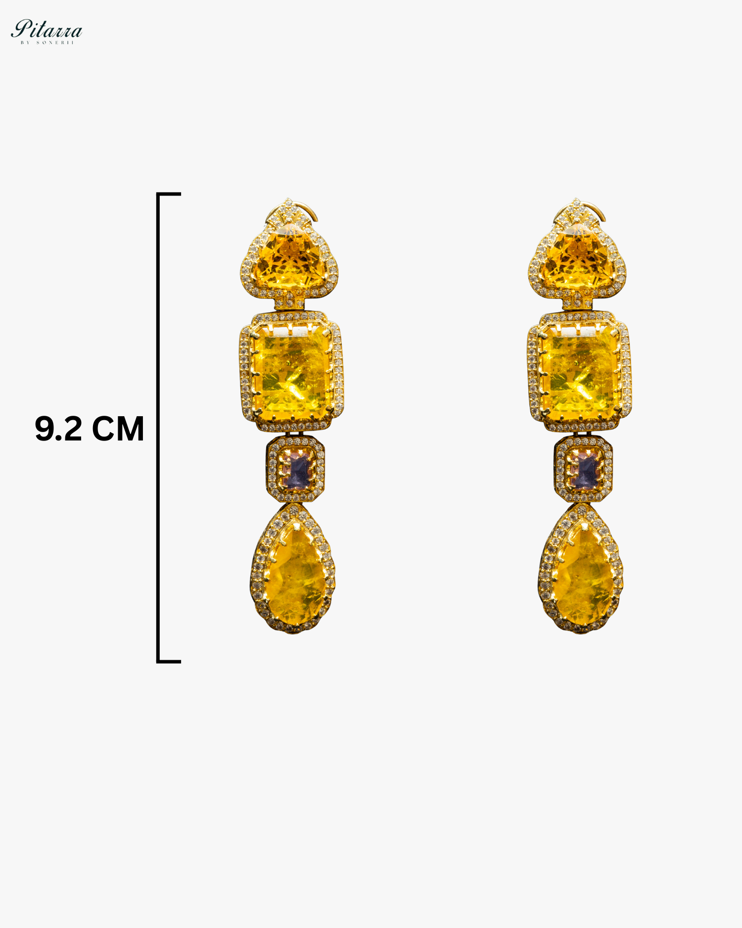 Yellow Stone Long Doublet Earrings