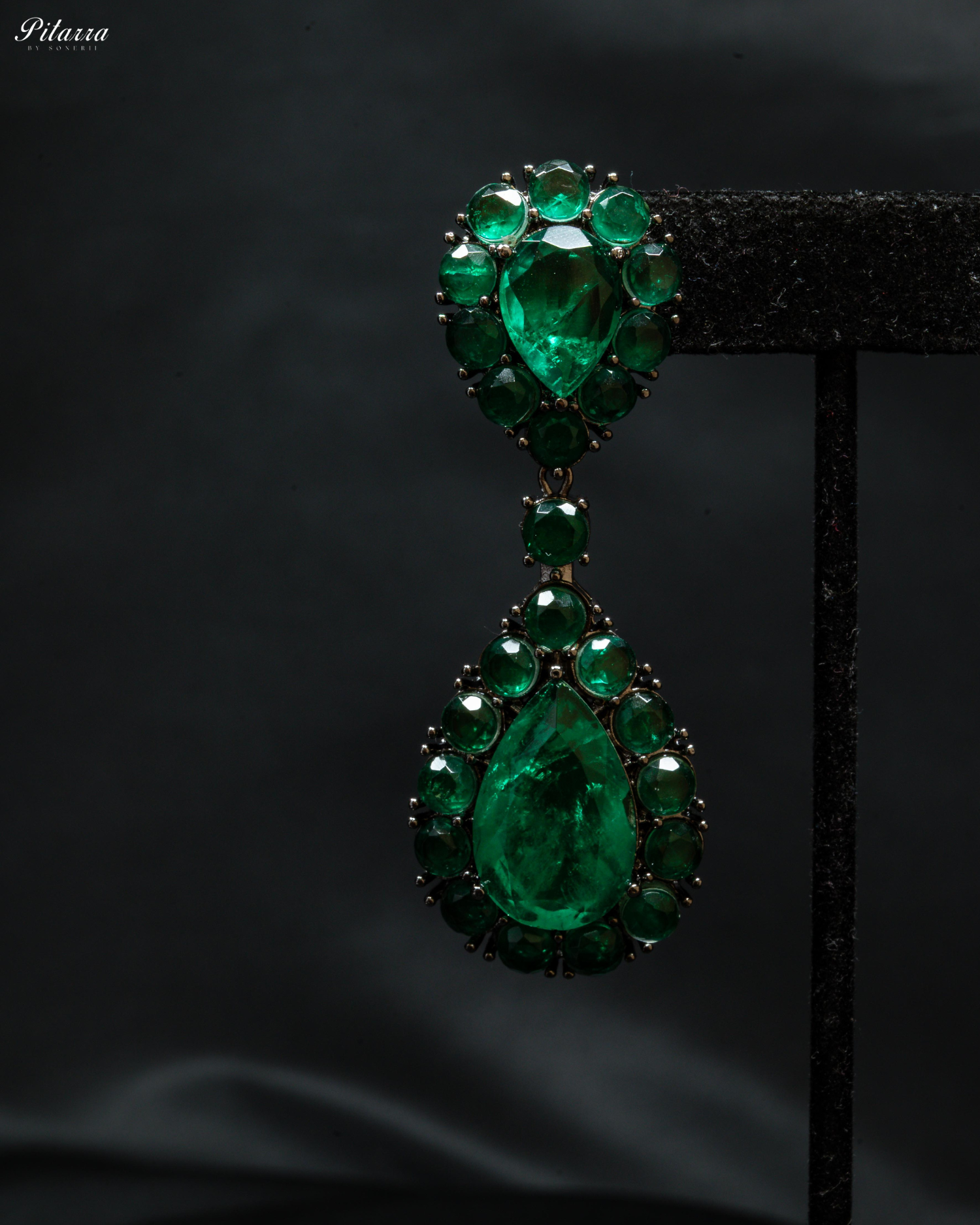 Emerald Drop Doublet CZ Crytsal Dangle Earrings