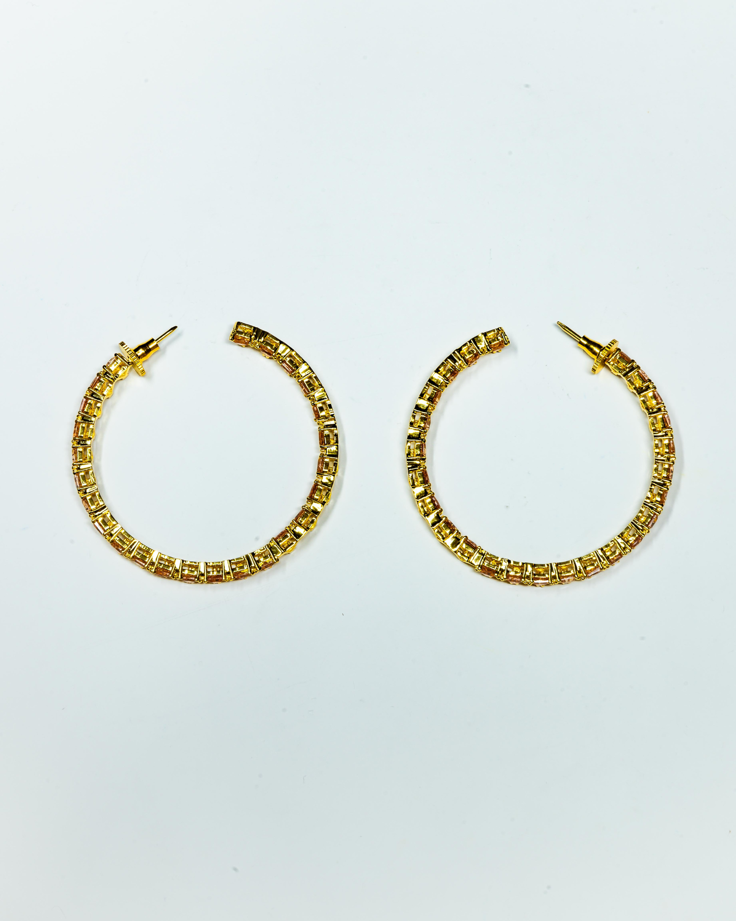 Golden Stone Gold Finish Crystal Hoop Earrings