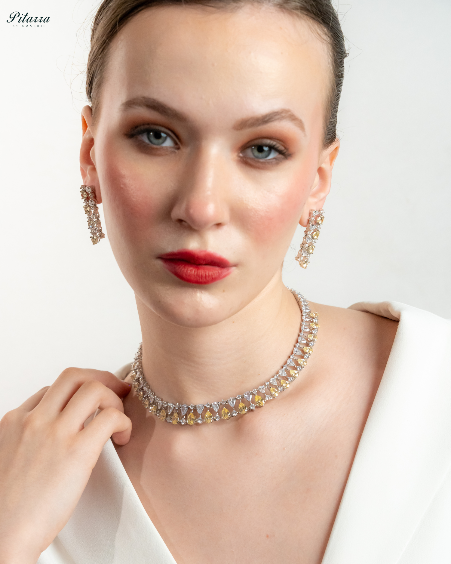 Yellow Drop CZ Necklace Set