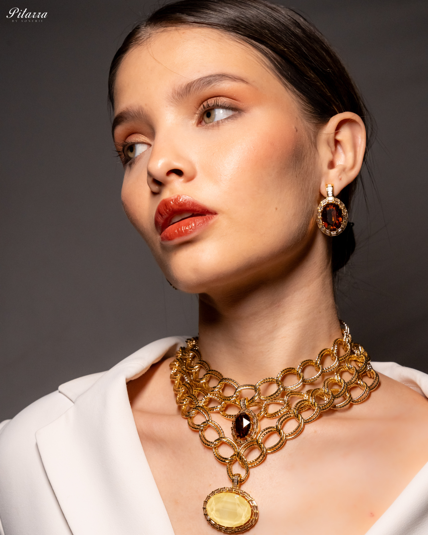 Yellow Statement Pendant Golden Chain Choker