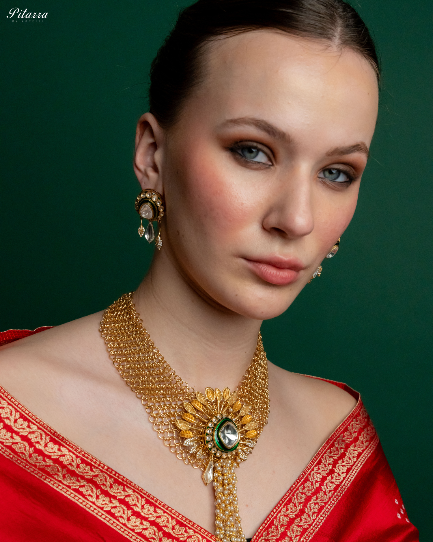 White Crystal Indo Western Necklace Set