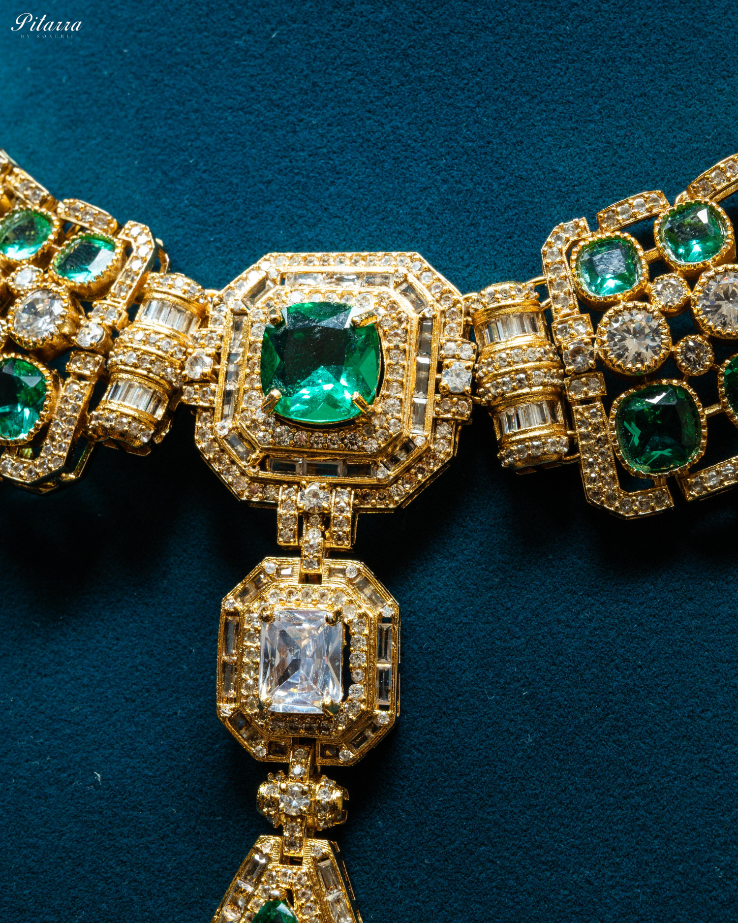 Teal Stone Victorian Kundan Necklace Set
