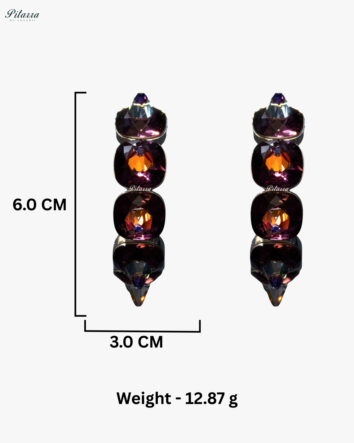 Wine Red Stone Pyramid Cut Crystal Dangle Earrings