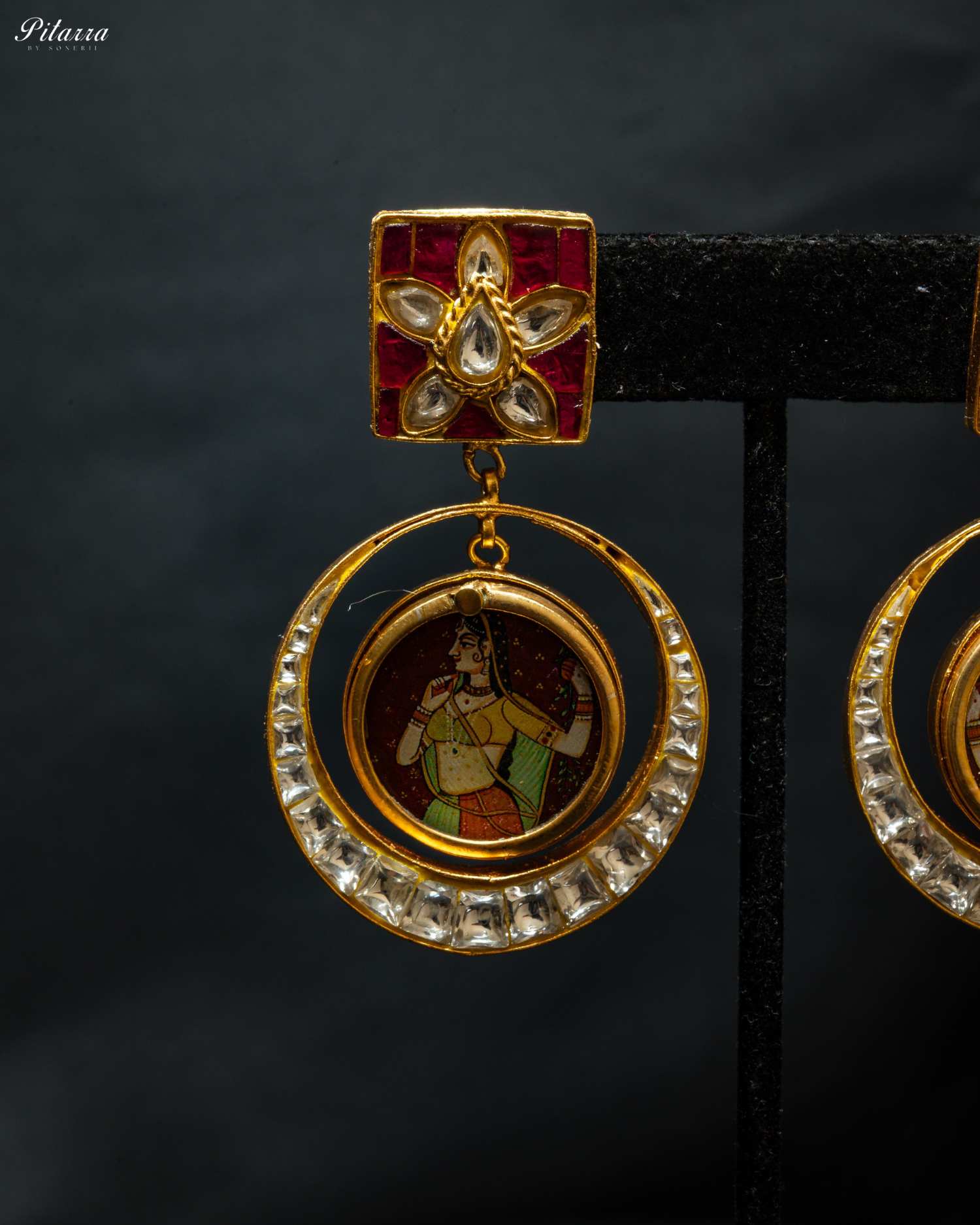 Red Rani Bold Style Kundan Earrings