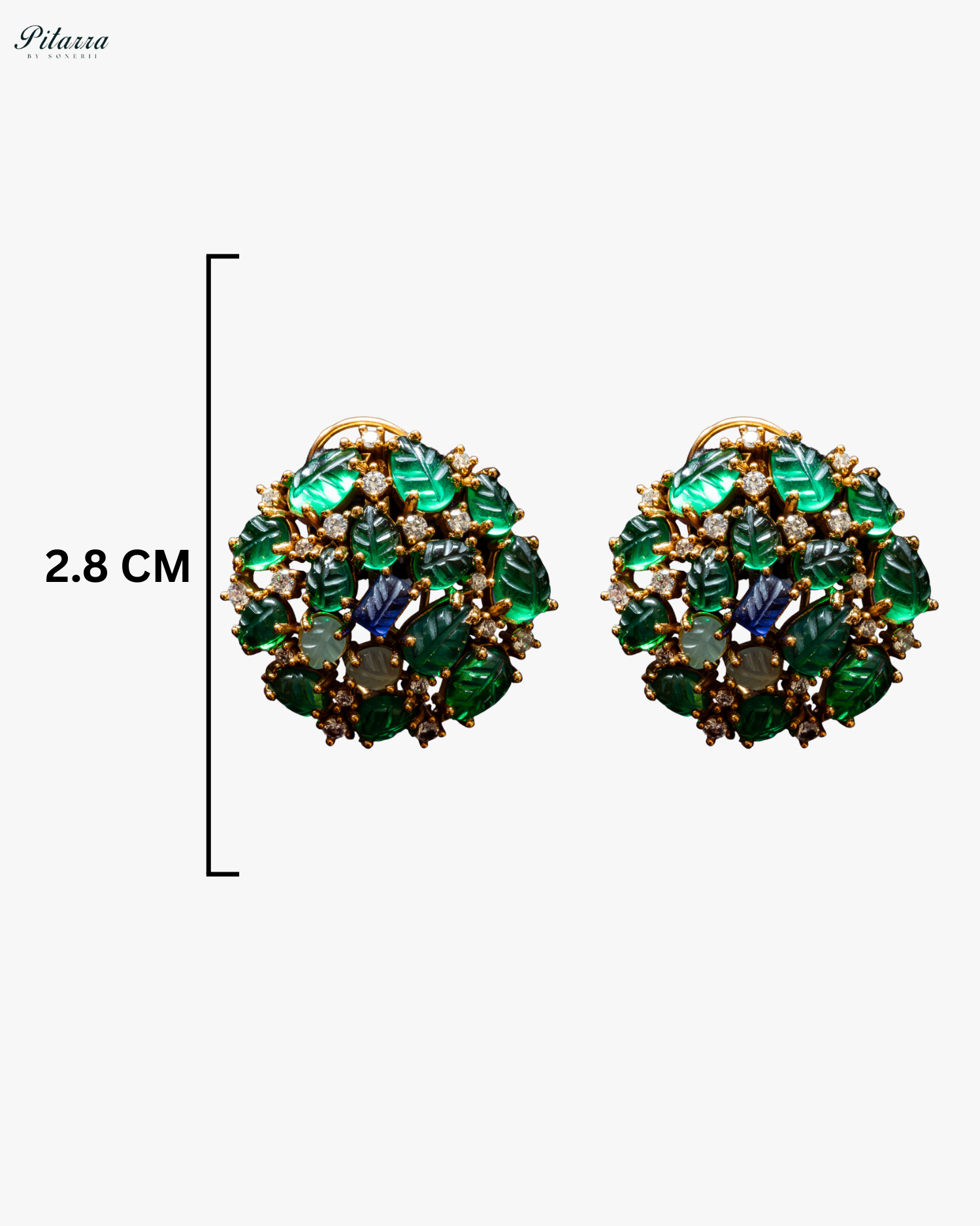 Green Stones Floral Kundan Stud Earrings
