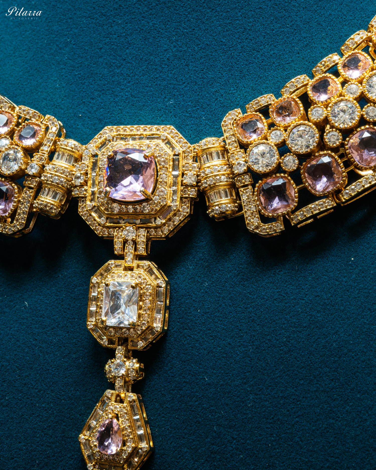Pink Stone Victorian Kundan Necklace Set
