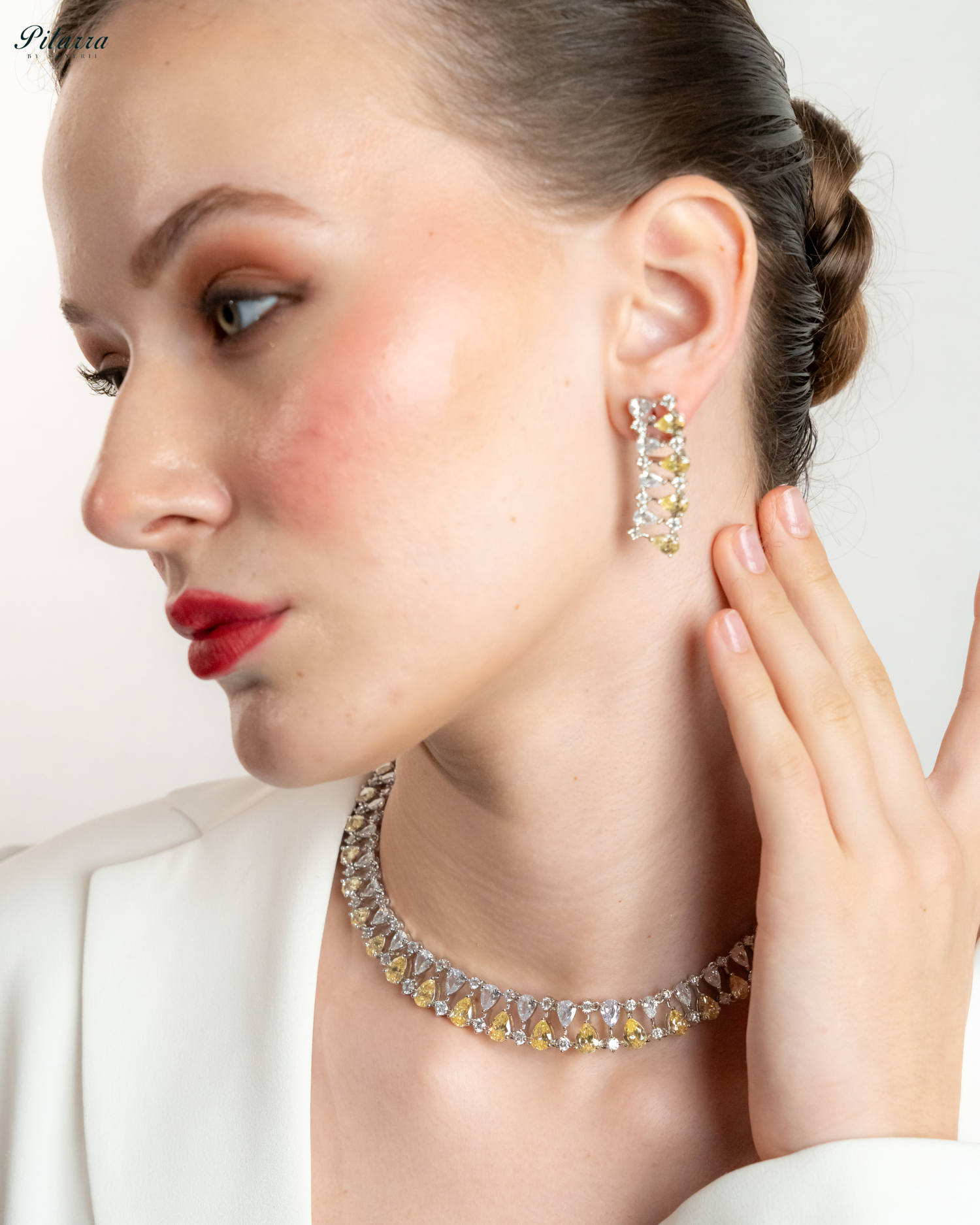 Yellow Drop CZ Necklace Set