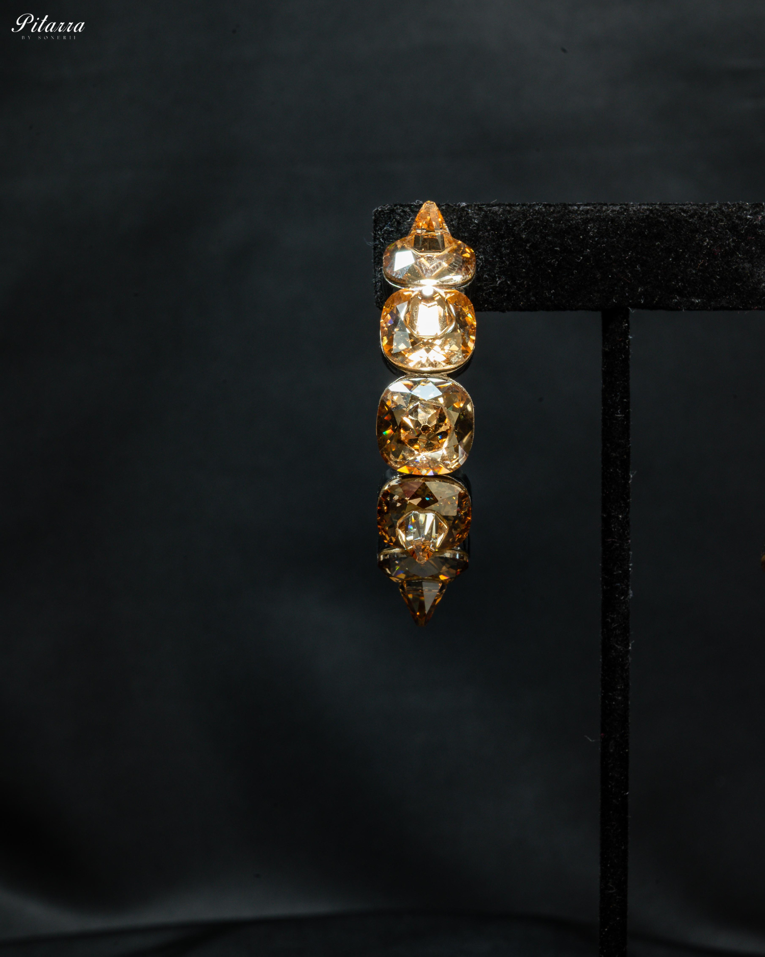 Yellow Stone Pyramid Cut Crystal Dangle Earrings