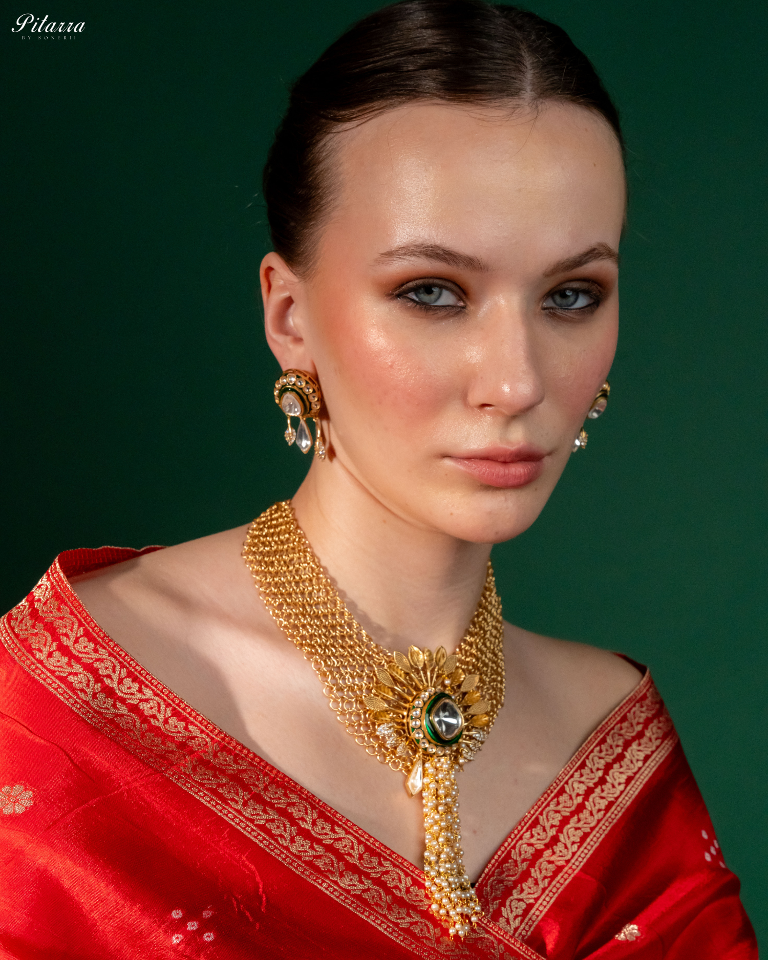 White Crystal Indo Western Necklace Set