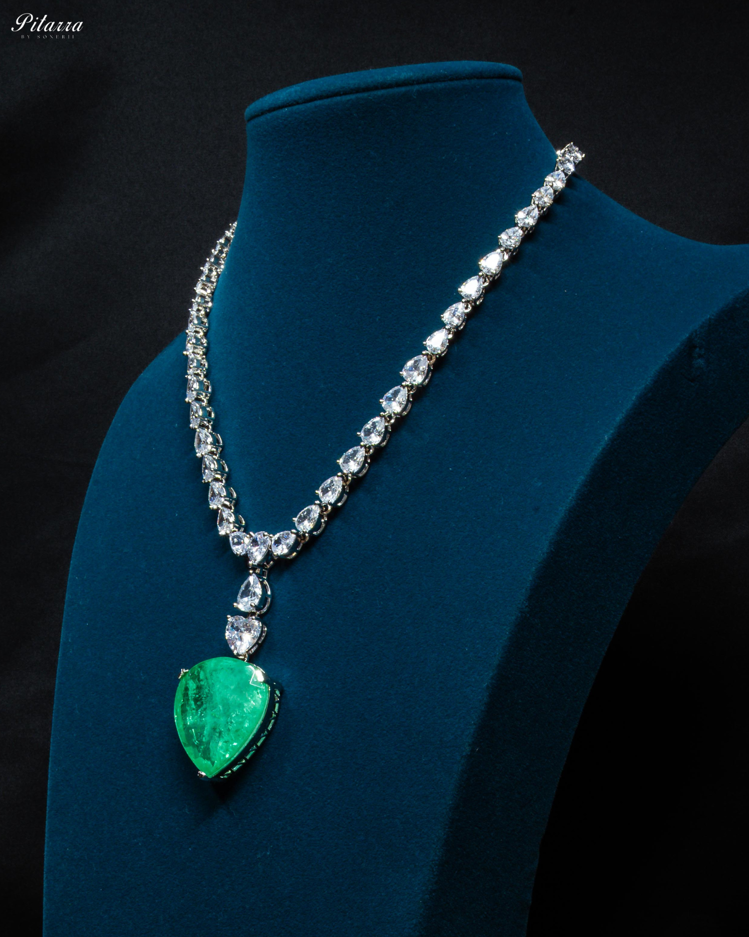 Mint Drop Stone Centred CZ Necklace Set