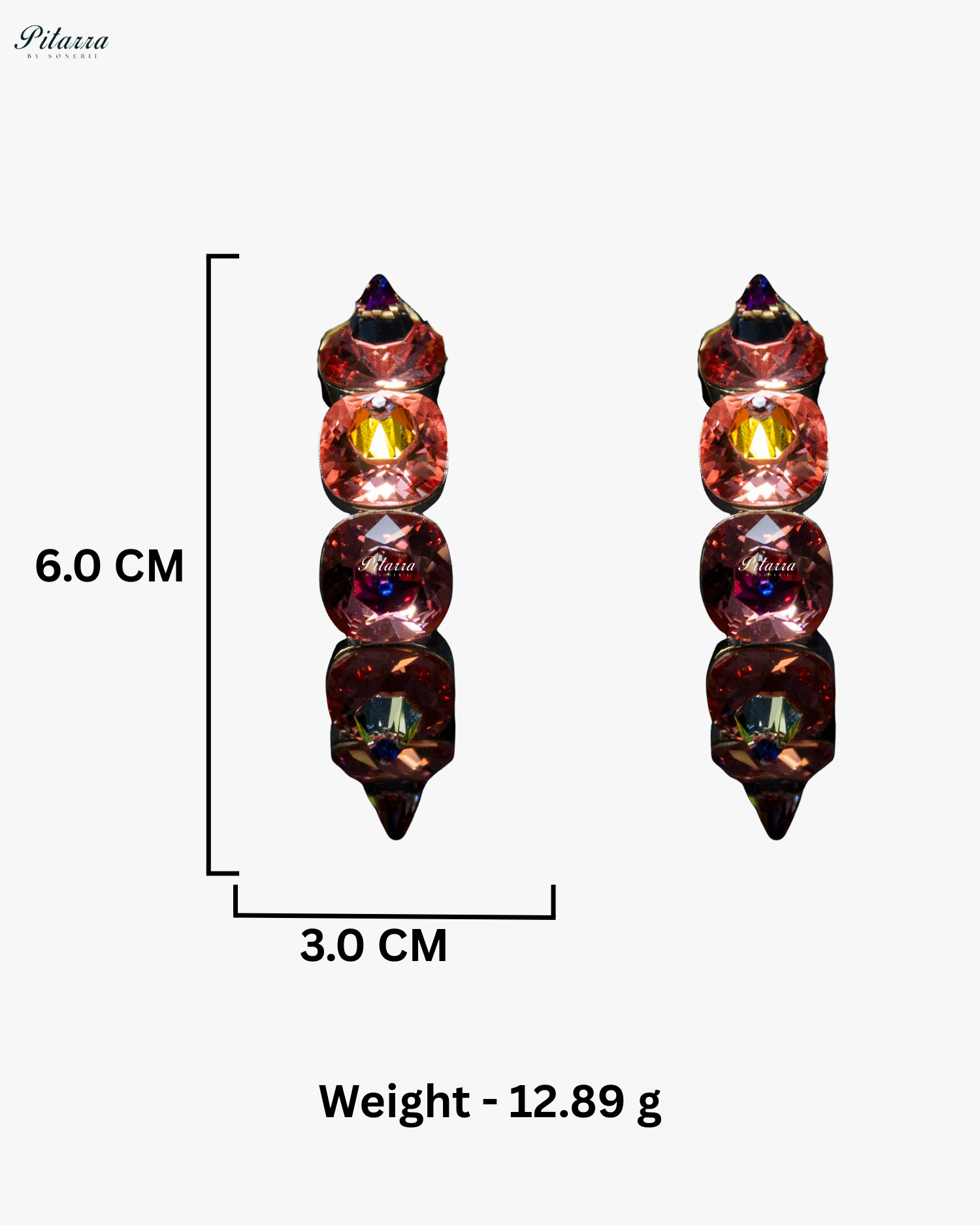 Red Stone Pyramid Cut Crystal Dangle Earrings