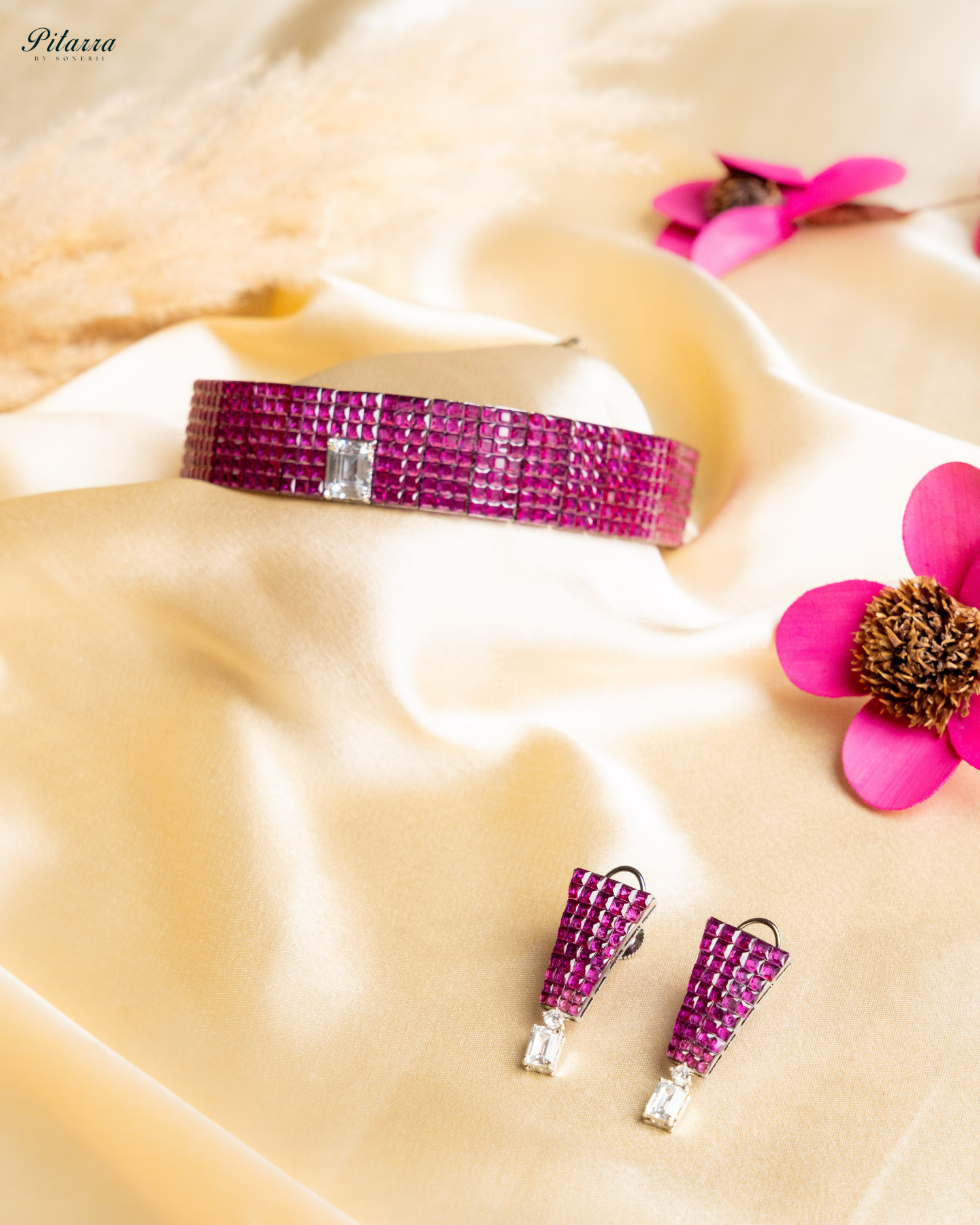 Pink CZ Choker Set