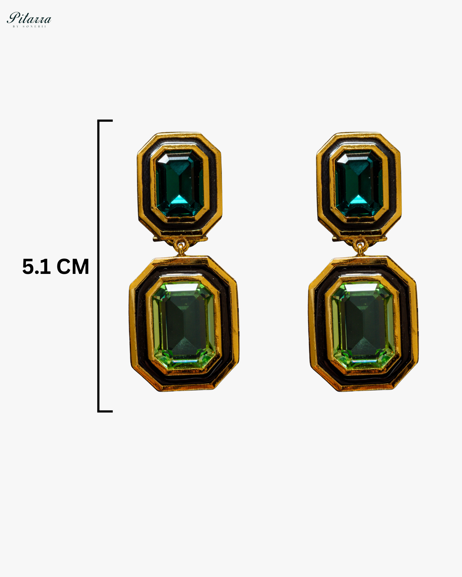 Green Two Tone Crystal Earrings