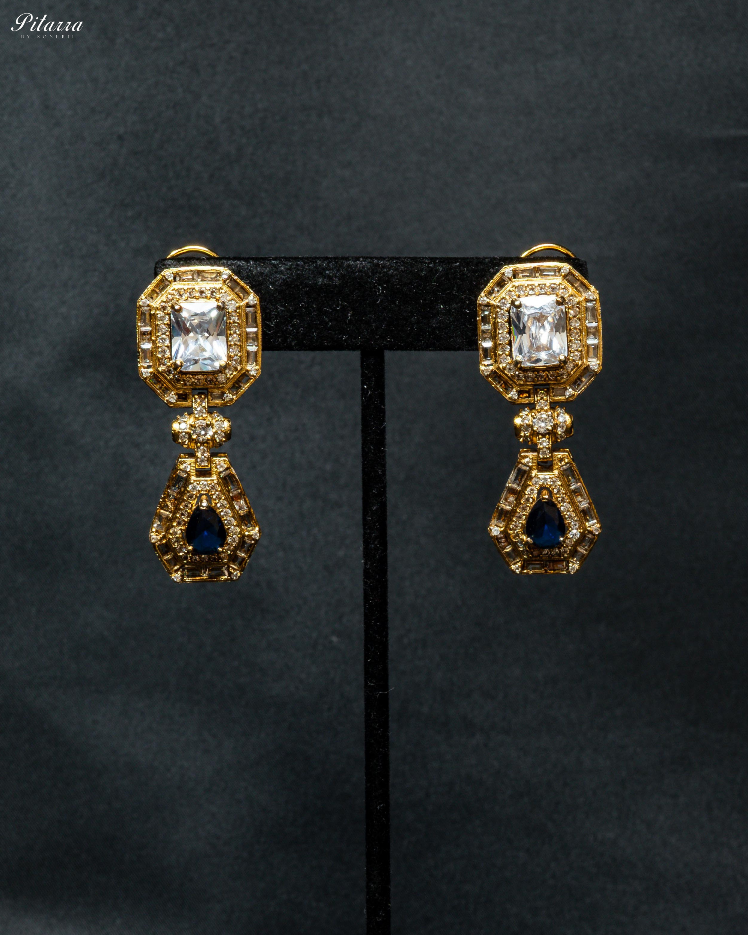 Sapphire Blue Stone Victorian Kundan Necklace Set