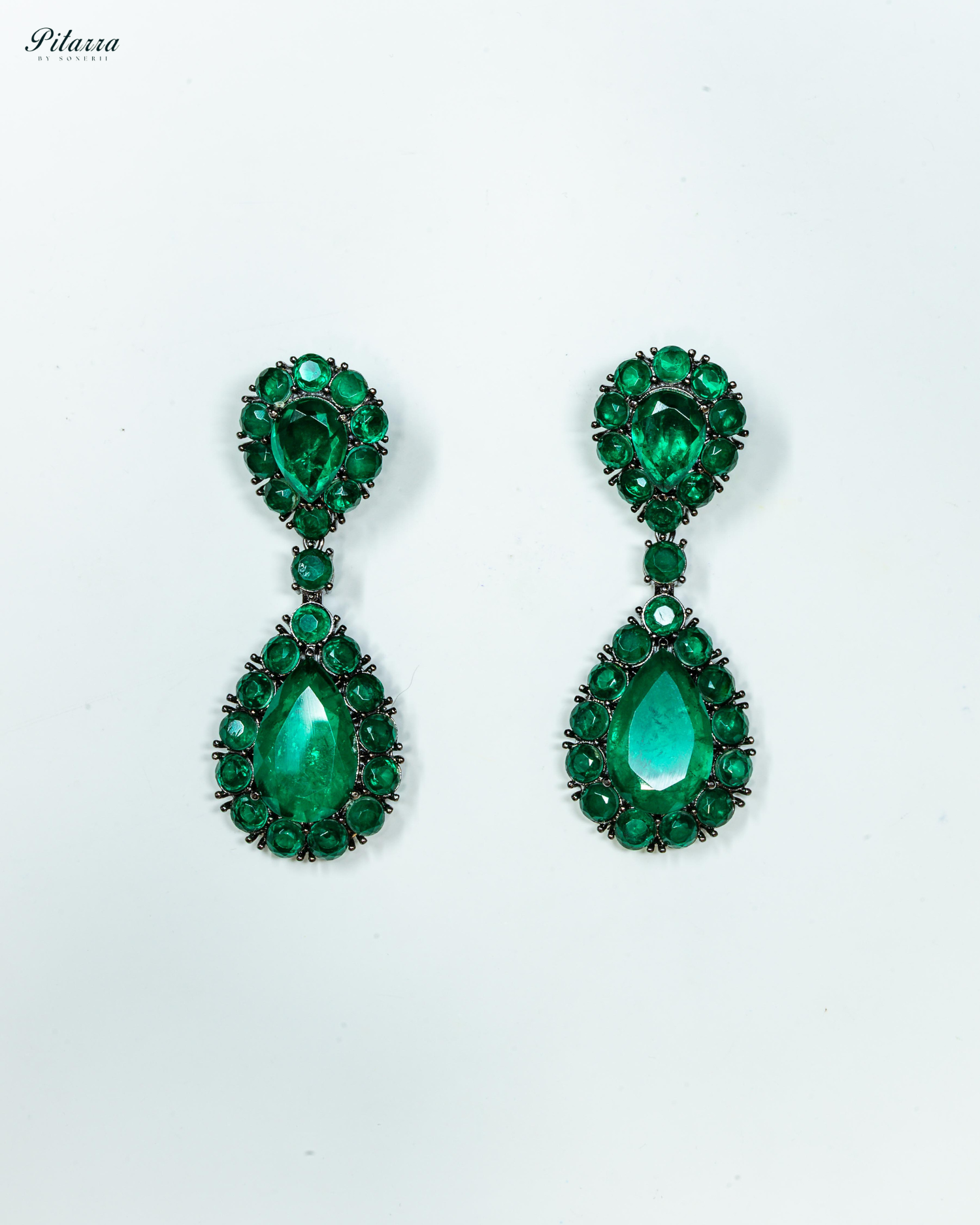 Emerald Drop Doublet CZ Crytsal Dangle Earrings