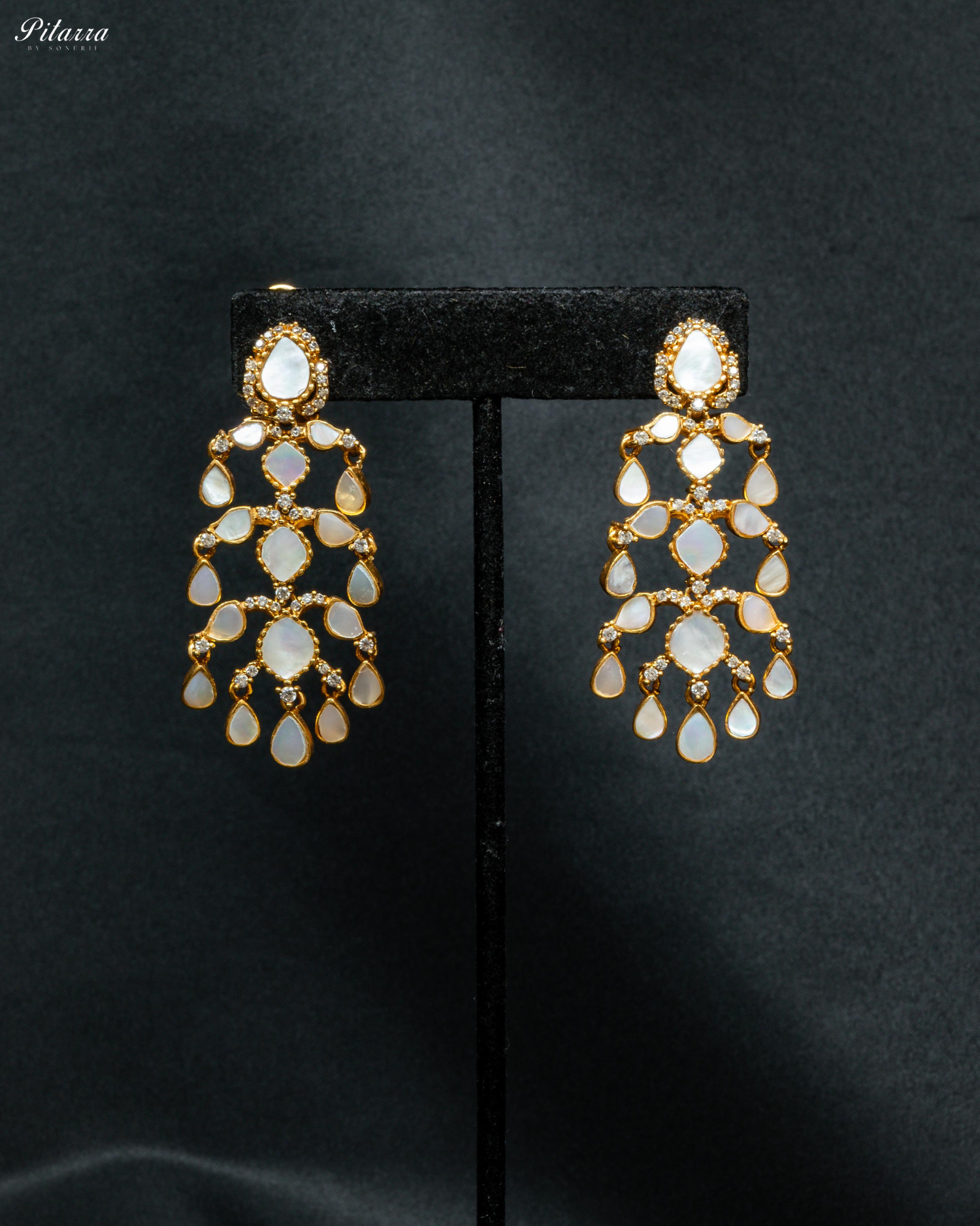 Pitarra Gold Finish Traditional Kundan Dangler Earrings