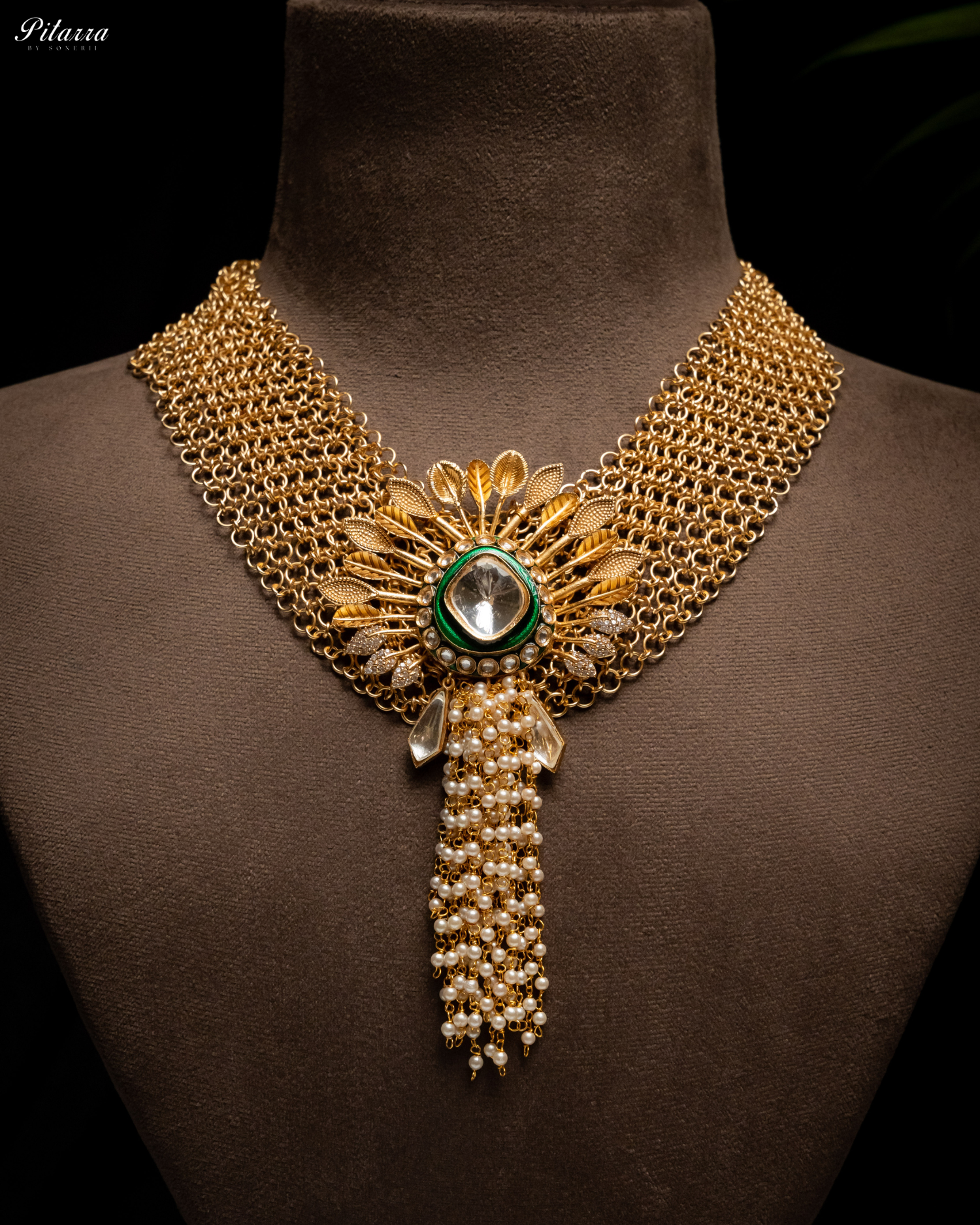 White Crystal Indo Western Necklace Set