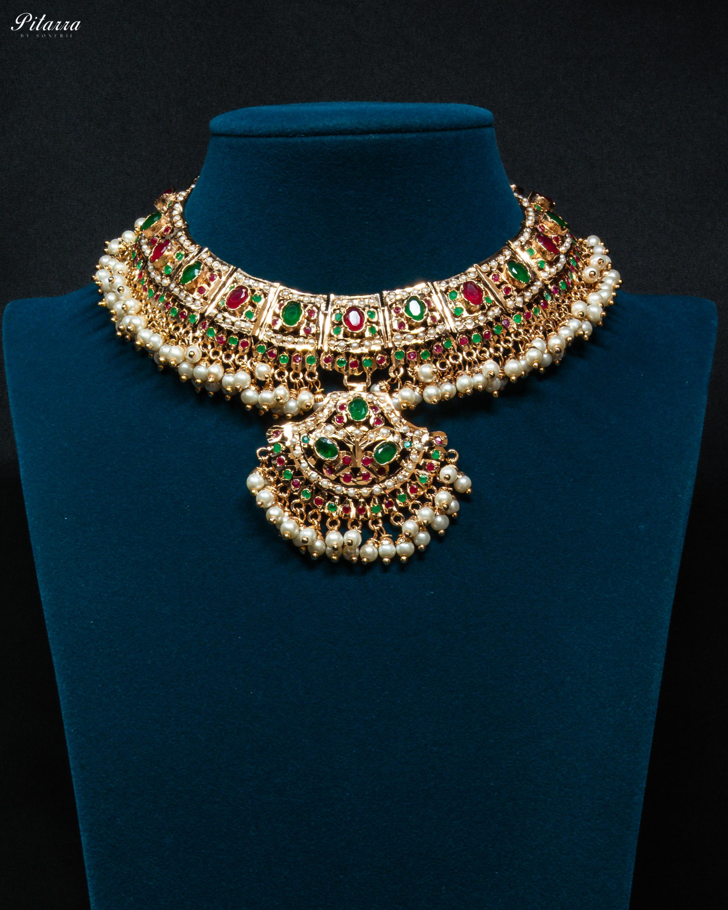 Multicolor Stones Punjabi Jadau Necklace Set