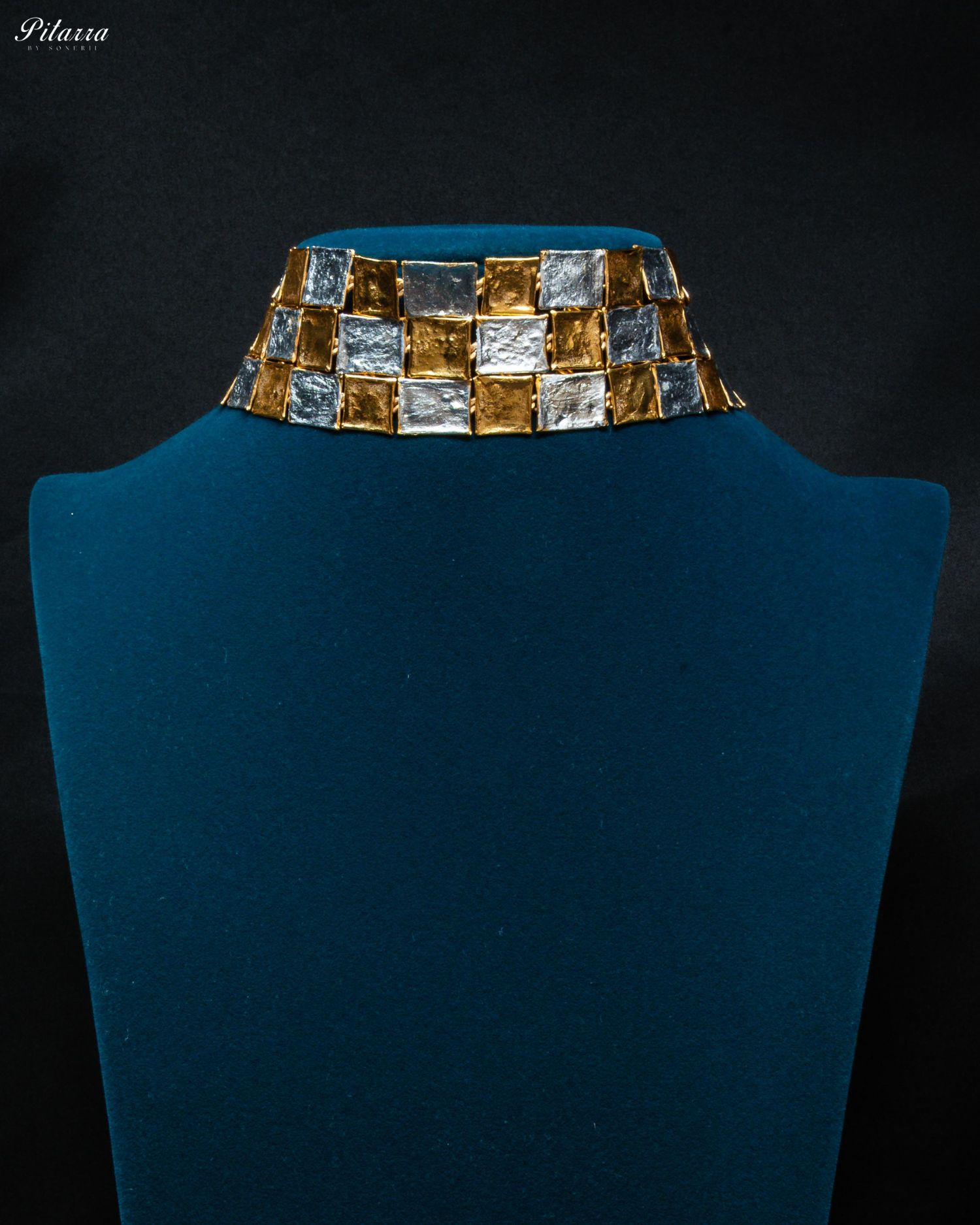 Silver Two-Tone Plated Handcrafted Choker Necklace
